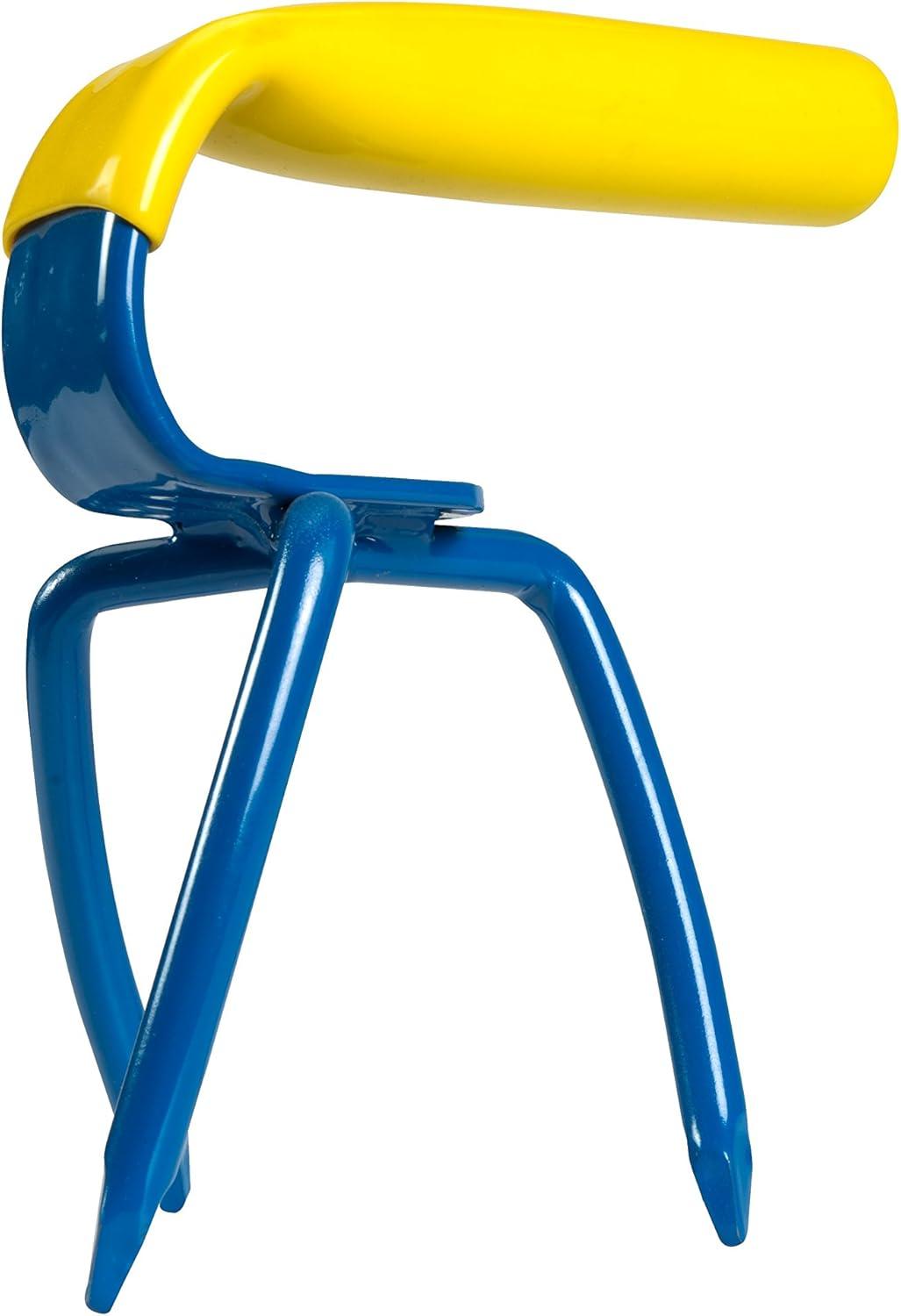 Blue and Yellow Mini Garden Claw Cultivator with Ergonomic Handle