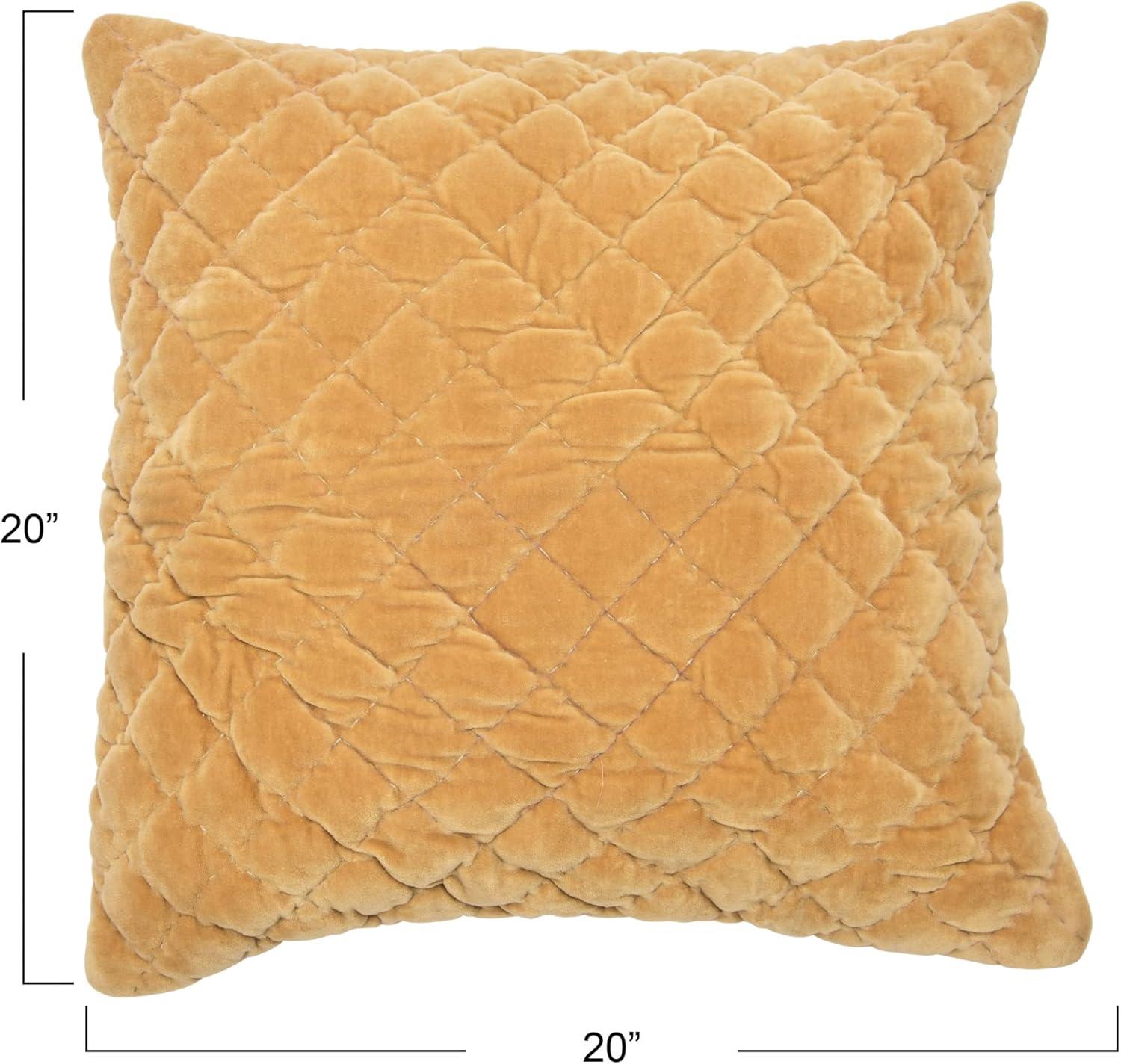 Amber 20" Quilted Velvet and Cotton Pillow Cover