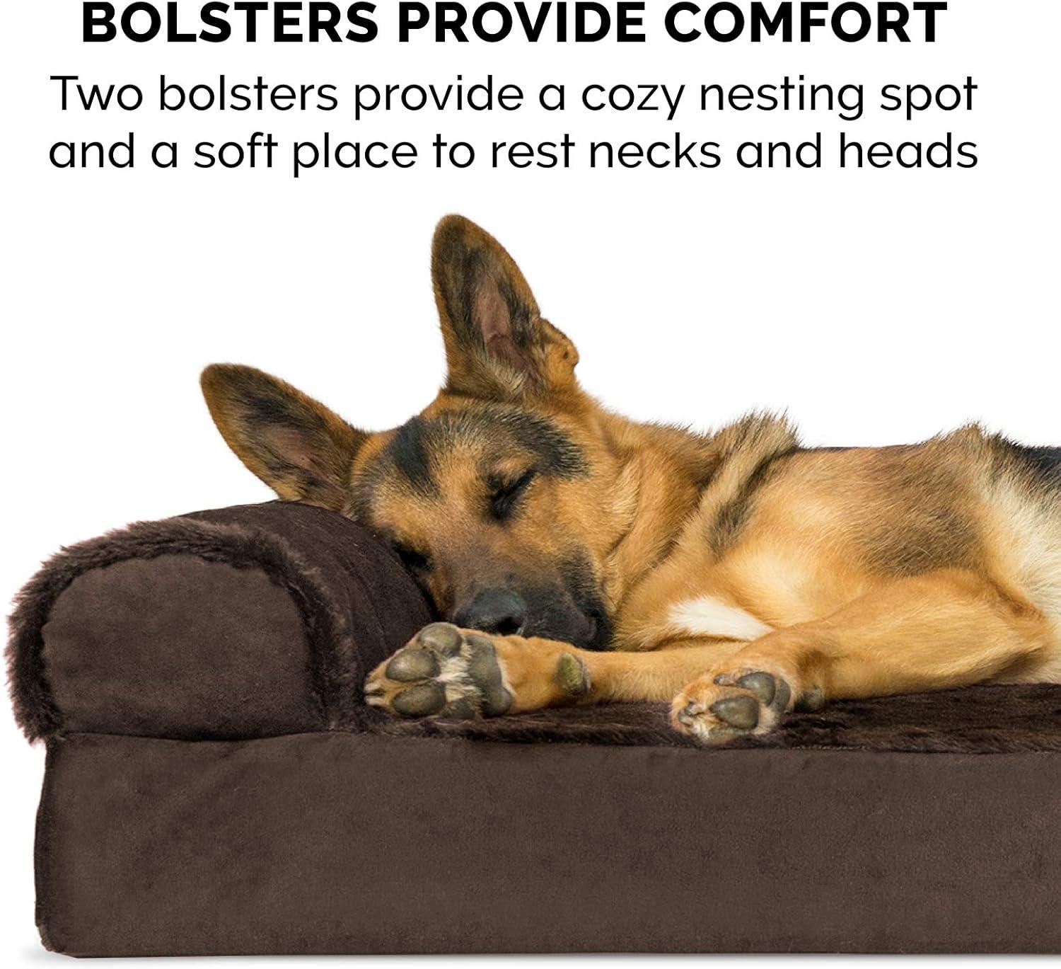 FurHaven Plush & Velvet Deluxe L-Chaise Orthopedic Pet Bed
