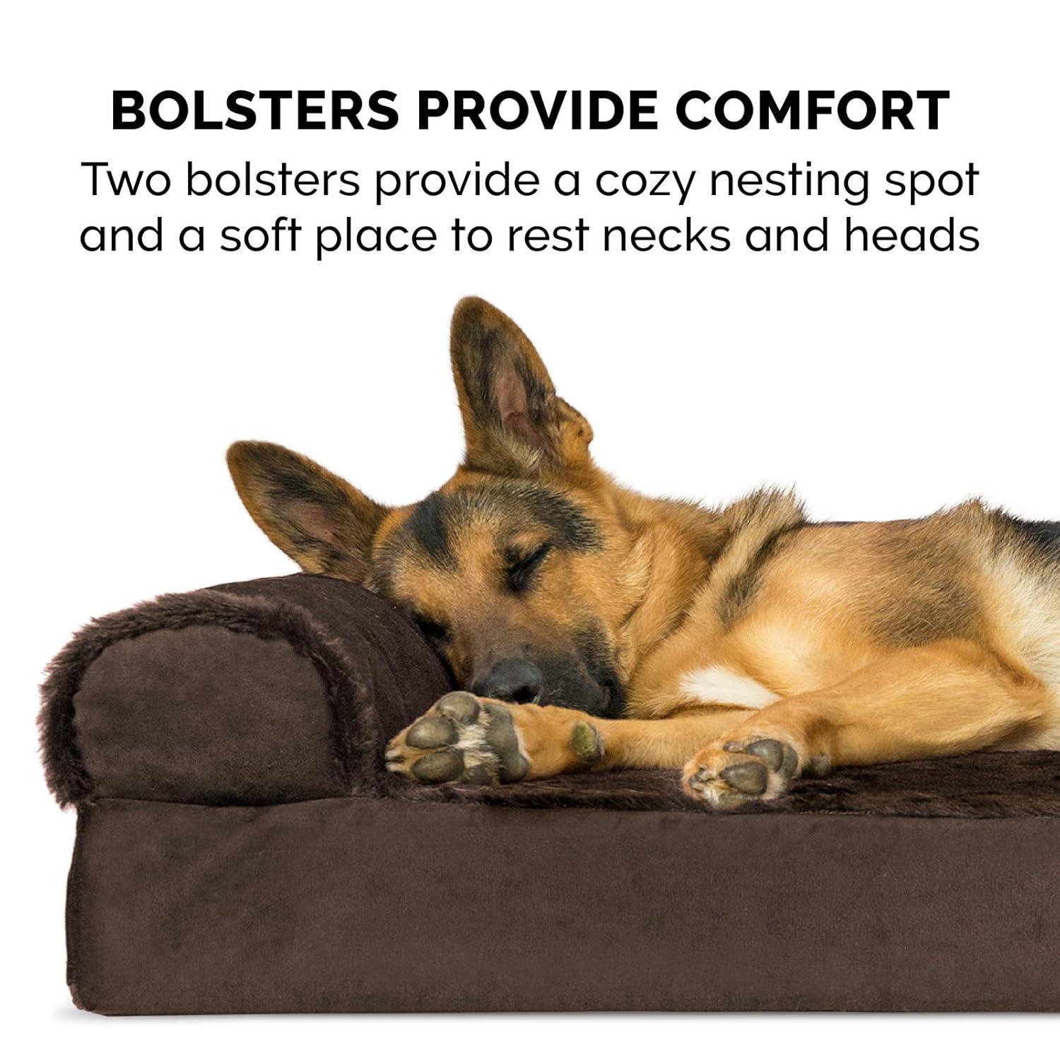 FurHaven Plush & Velvet Deluxe L-Chaise Orthopedic Pet Bed