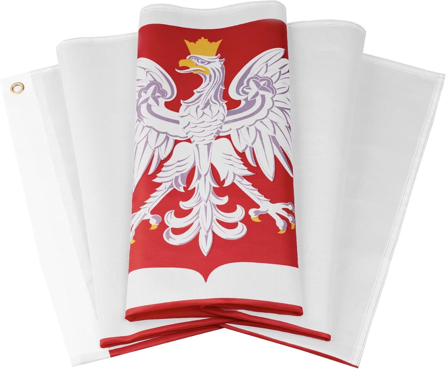 3x5 FT Poland Polish Polska Eagle Flag Made with Printed Nylon Flag Ships Fast