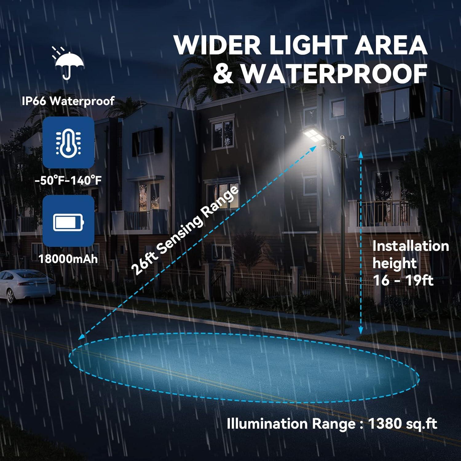 LANGY Solar Street Light 12000 Lumens,240PCS LED, 18000 mAH Battery, High Lumens LED Solar Power Street Lamp Outdoor Dusk to Dawn for Parking Lot, Yard, Garage and Garden