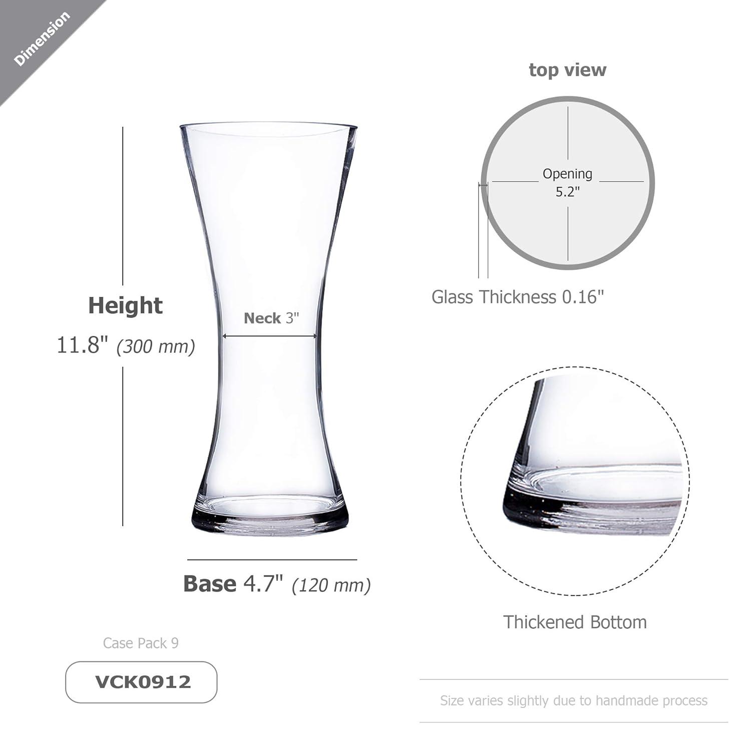 WGV Clear Glass Round Gathering Vase - 5" Wide x 12" Height, Good quality, Heavy Weighted Base - 1 Pc