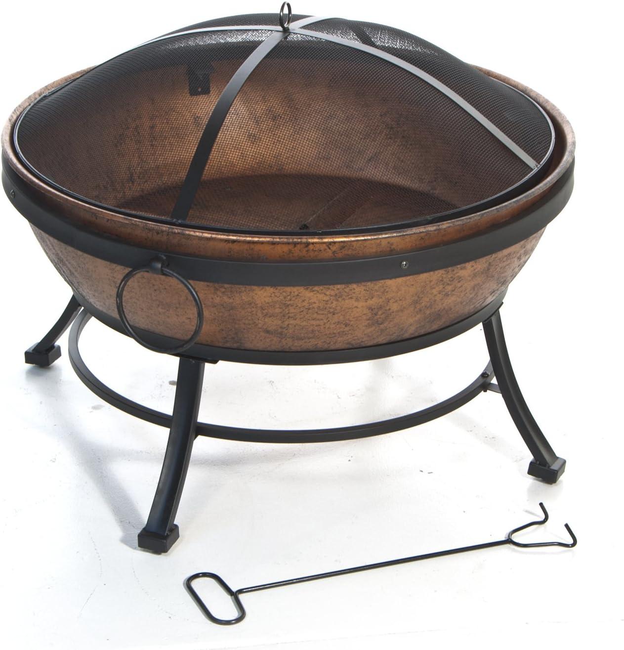 Avondale Copper and Black Steel Wood-Burning Fire Pit