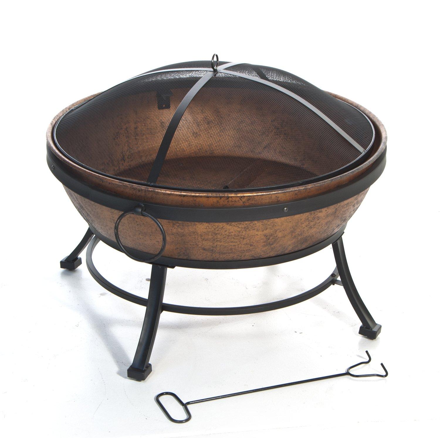 Avondale Copper and Black Steel Wood-Burning Fire Pit