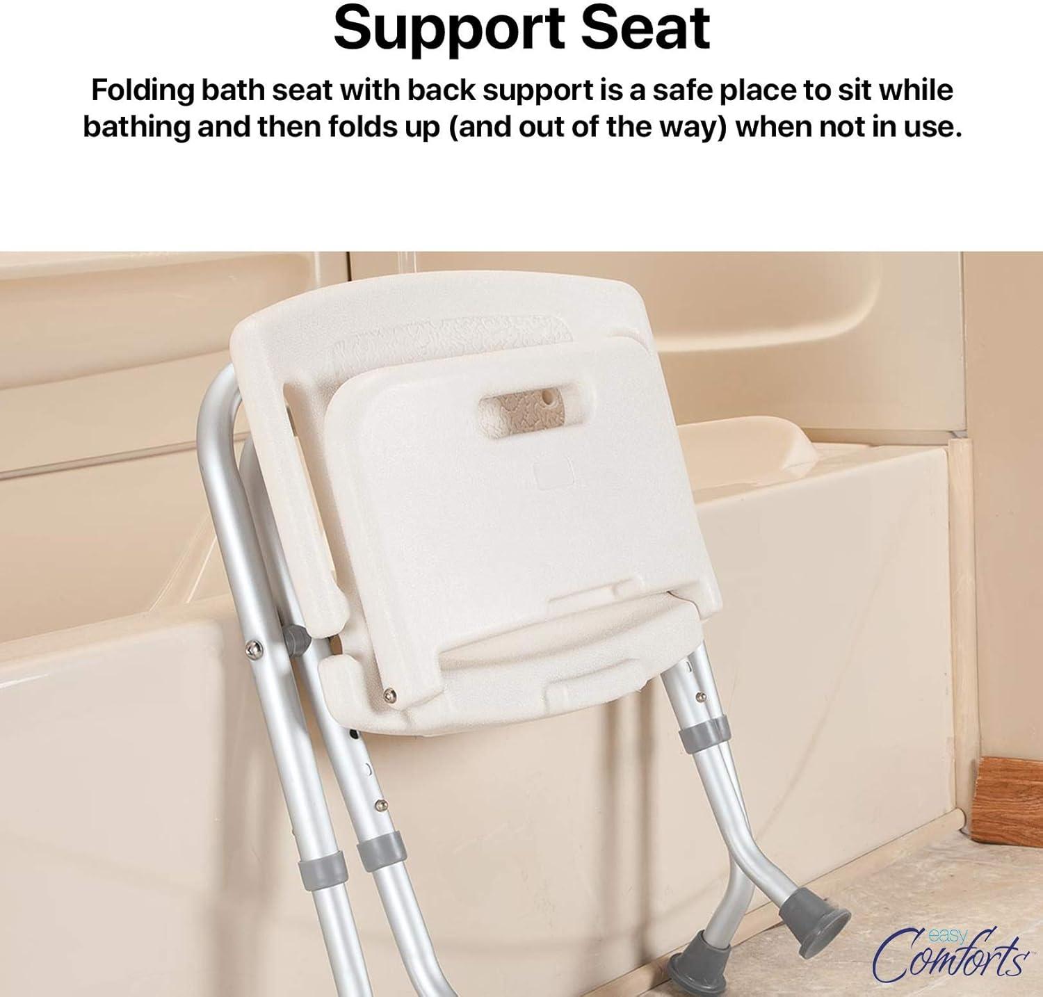 Folding Shower Chair Seat - Bath Chair with Back Supports 300 Lbs.