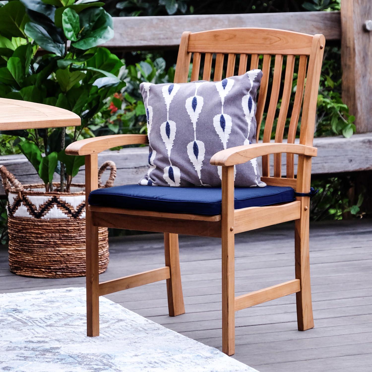 Cambridge Casual 6pc Caterina Teak Wood Outdoor Dining Set with Beige Cushion: Weather-Resistant, 2" Umbrella Hole, Galvanized Steel Hardware