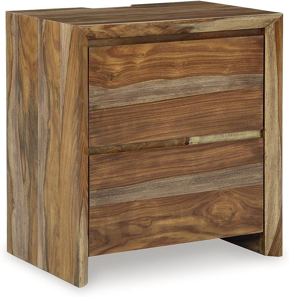 Signature Design by Ashley Dressonni 2 Drawer Nightstand with USB Charging, Brown