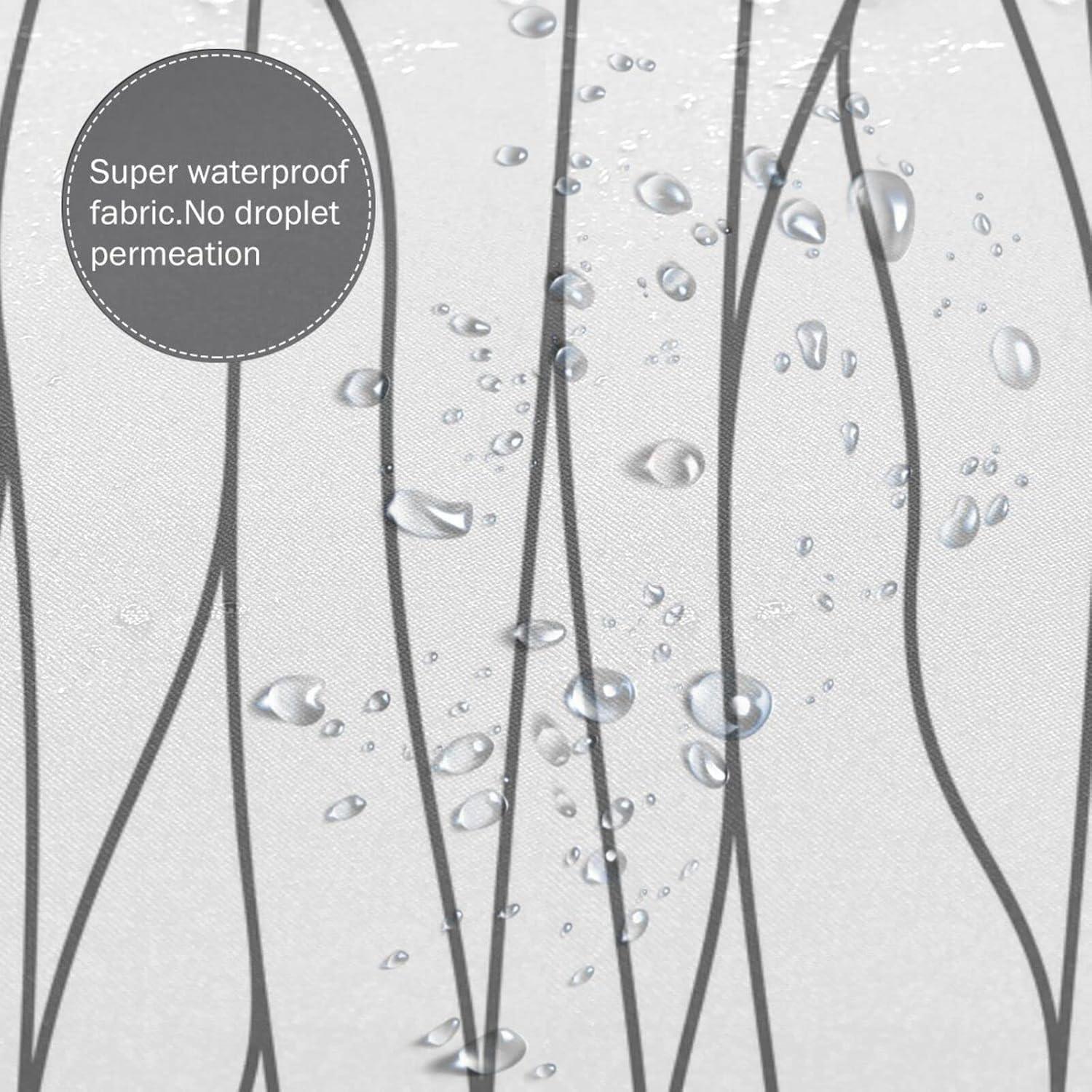 Black and White Fabric Shower Curtain for Bathroom with 12 Hooks, Nature Forest Tree Mountain Bath Shower Curtain Set for Hotel Home Men Women - 72 x 72 Inch
