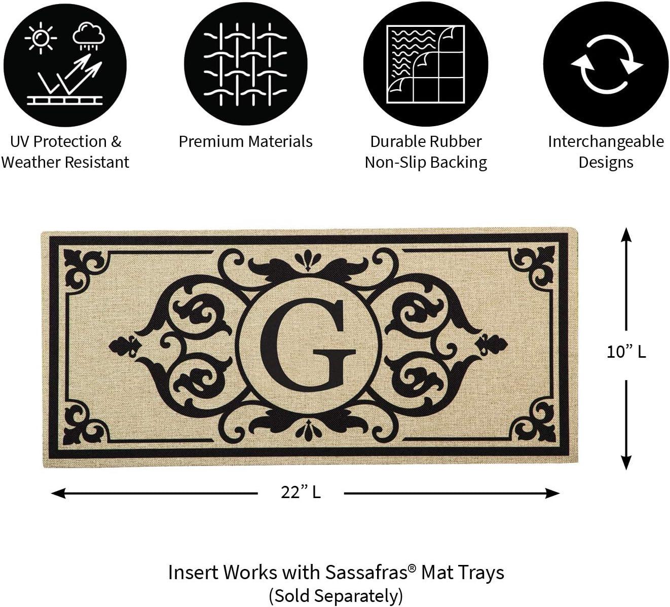 Evergreen Enterprises, Inc Monogram Cambridge Monogram Burlap Sassafras Switch 22 in. x 10 in. Non-Slip Indoor Door Mat