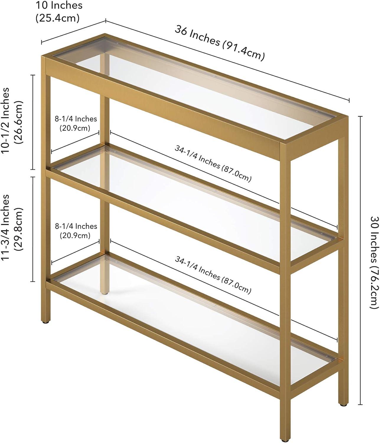 Evelyn&Zoe Alexis 36" Wide Rectangular Console Table, Brass