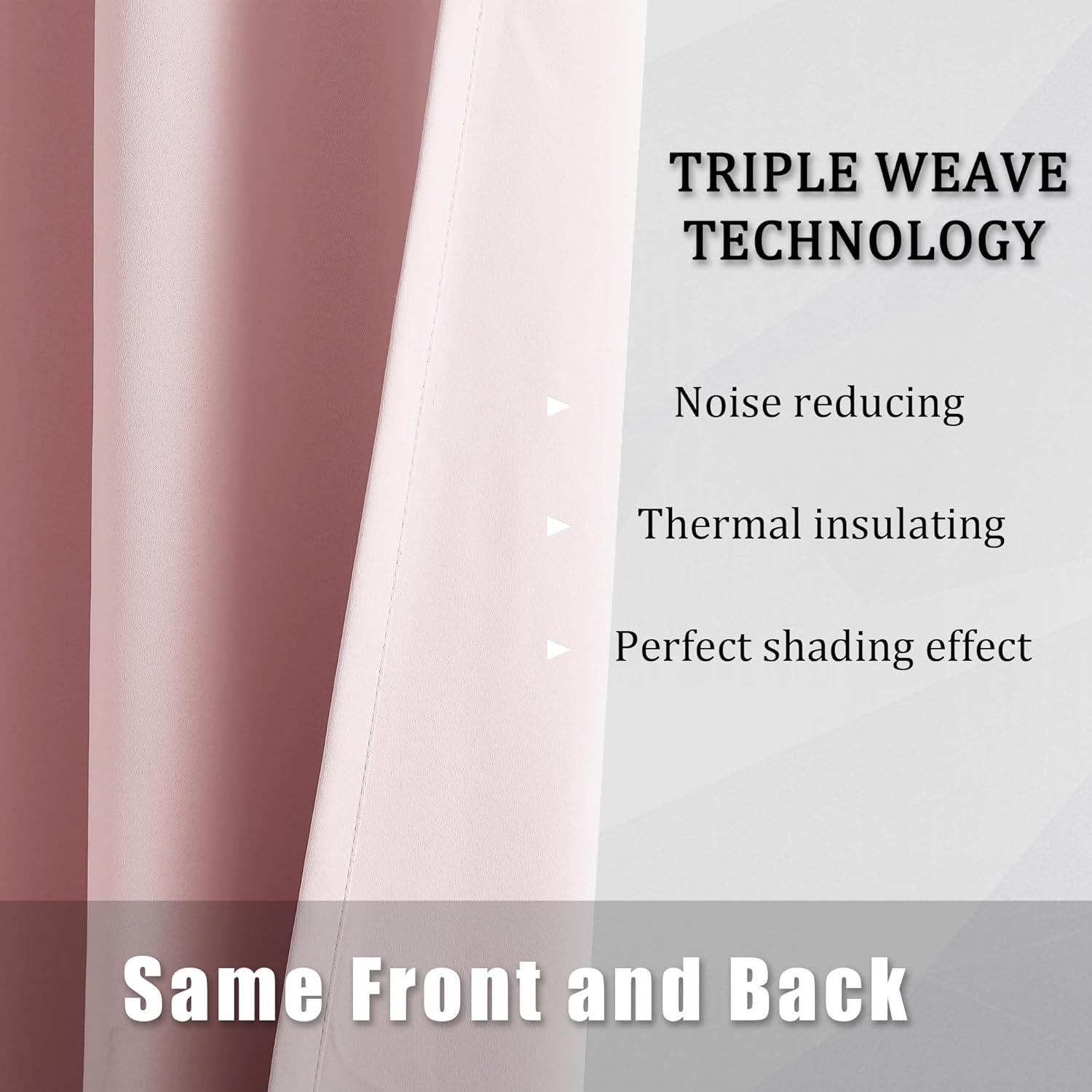 YoungsTex Baby Pink Room Darkening Curtains 84 Inches Length for Kids Girl Bedroom - Thermal Insulated with Grommet Blackout Drapes for Living Room, 2 Panels, 42 x 84 Inch