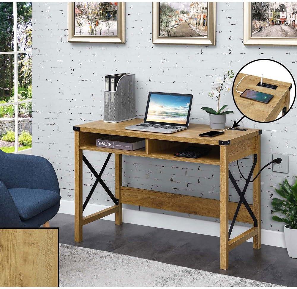 Durango English Oak 42" Desk with Built-In USB Charging Station