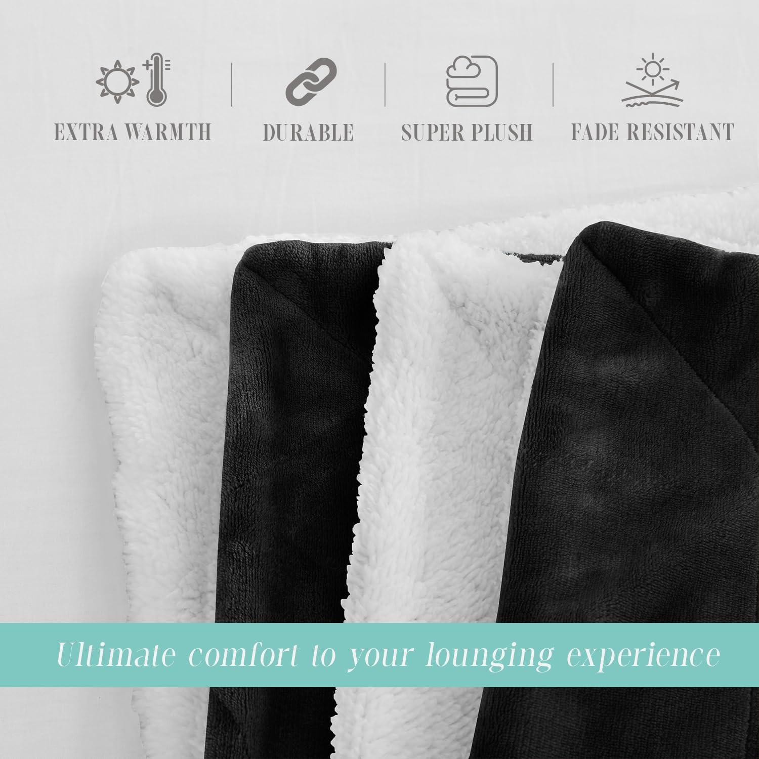 Luxury Flannel Super Soft Lightweight Reversible Throw Black