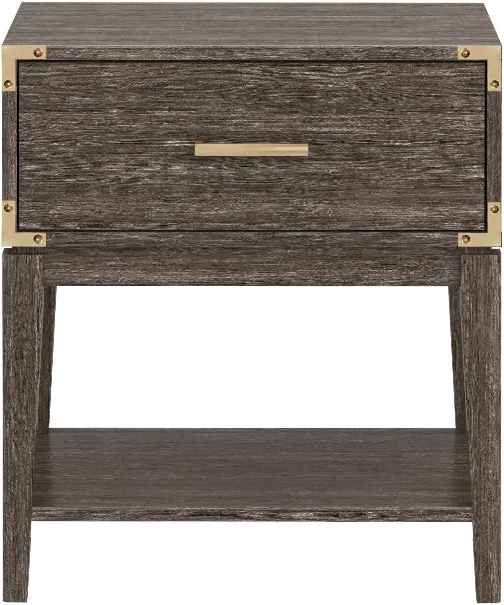 Plank+Beam Solid Wood Nightstand with 1 Drawer, Contemporary Side Table for Bedroom, Clay