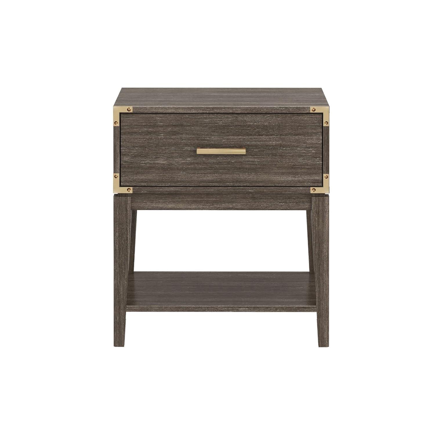 Plank+Beam Solid Wood Nightstand with 1 Drawer, Contemporary Side Table for Bedroom, Clay