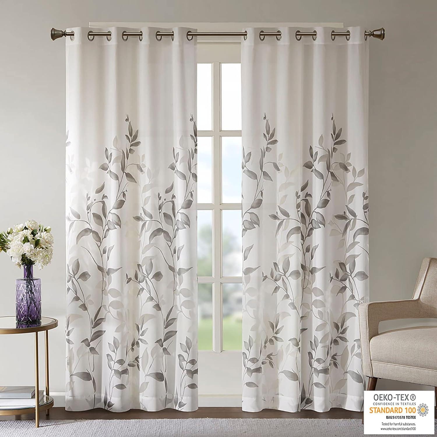 50"x84" Madison Park Sheer Rosalie Burnout Printed Curtain Panel