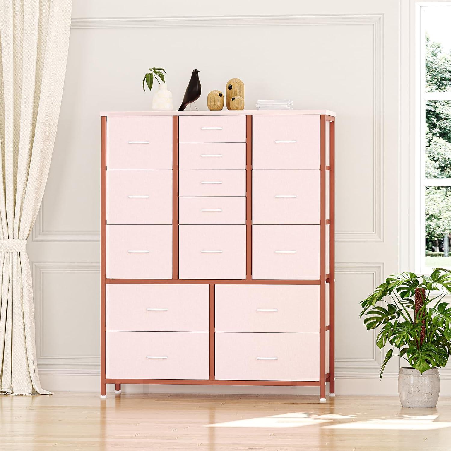 M optimized Dresser for Bedroom with 15 Drawers, Tall Dresser & Chests of Drawers, Fabric Storage Dresser for Closet, Hallway, Living Room