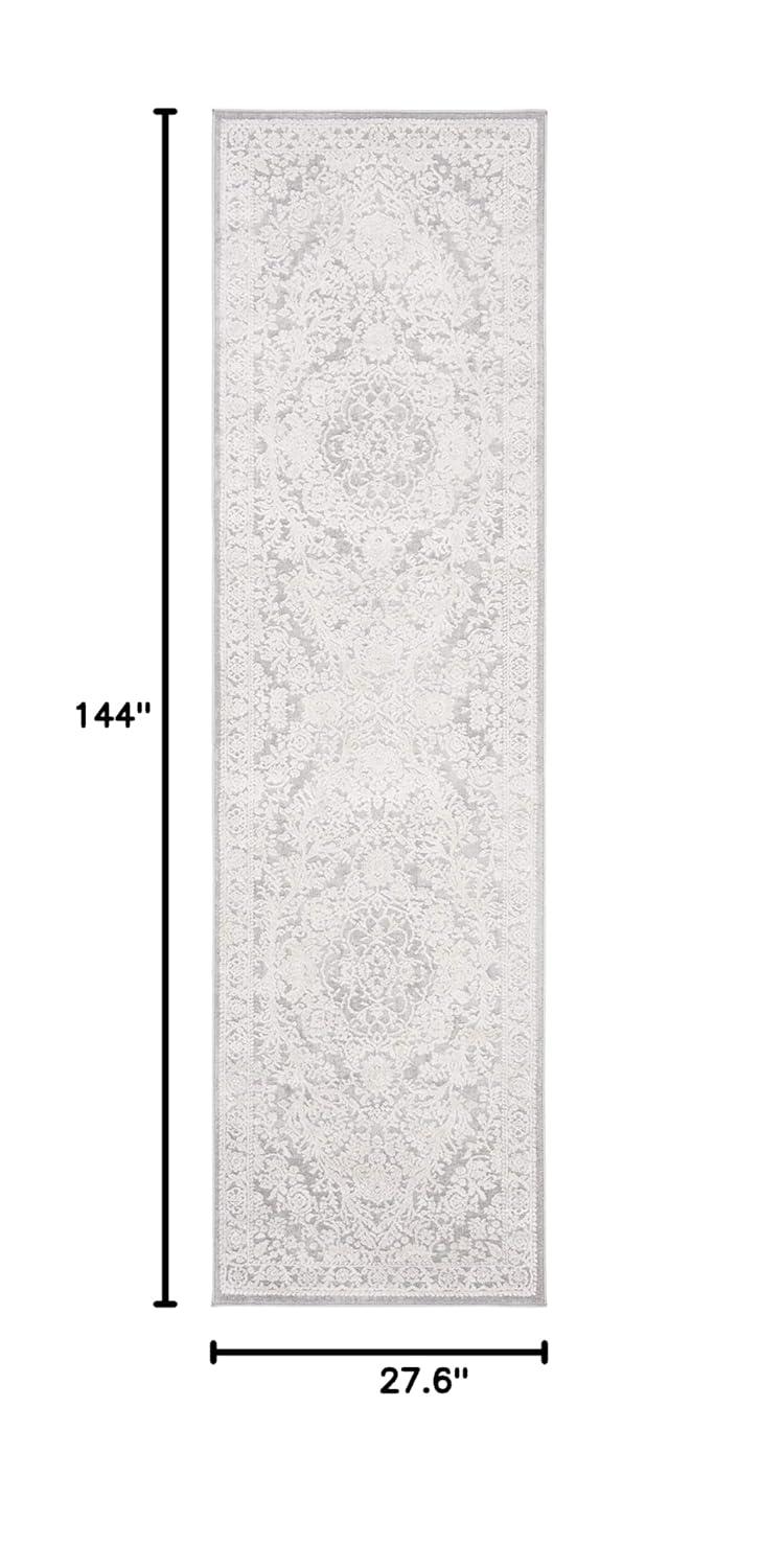 Reflection RFT668 Power Loomed Runner Rug - Light Grey/Cream - 2'3"x12' - Safavieh.