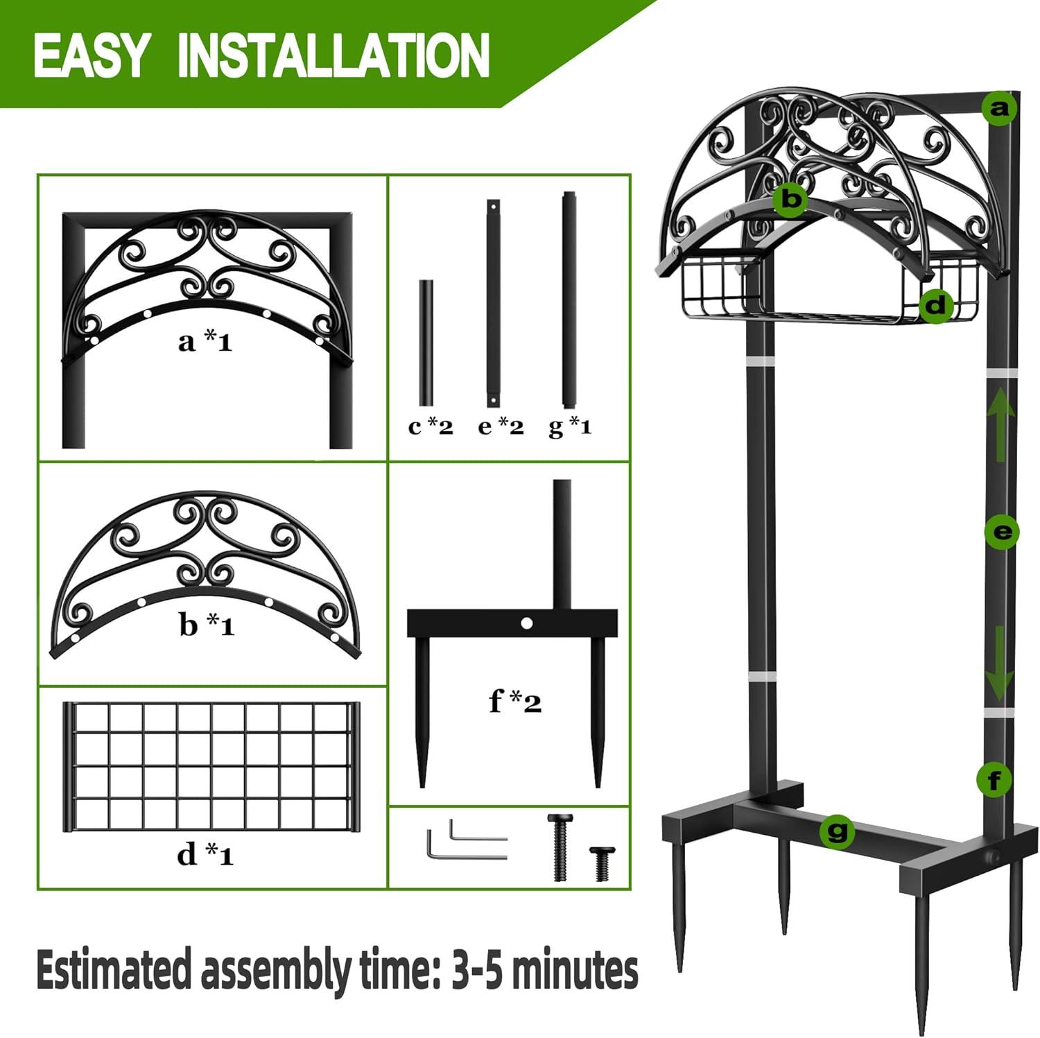 Heavy Duty Black Metal Freestanding Garden Hose Holder