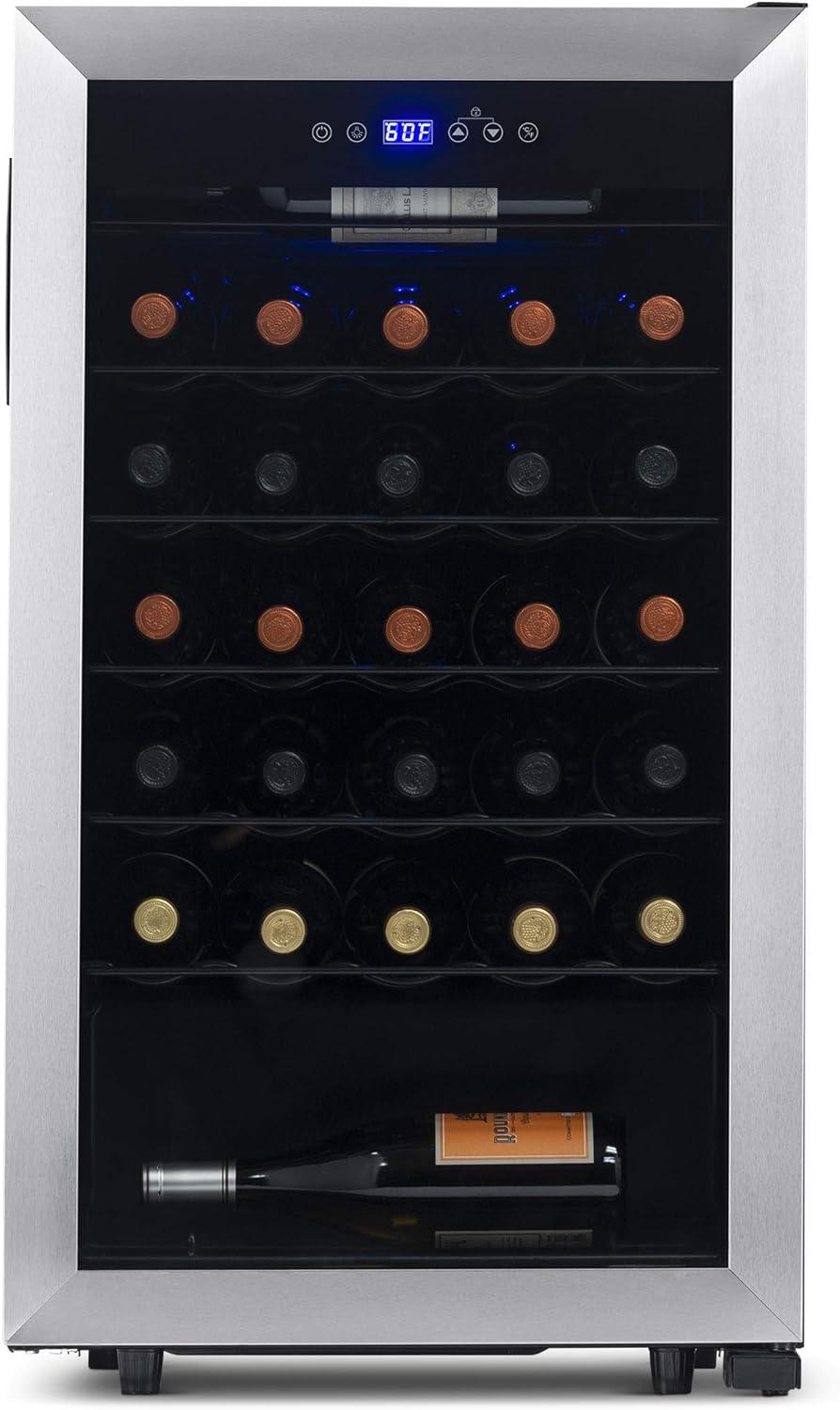 Newair Freestanding 33 Bottle Compressor Wine Fridge in Stainless Steel, Adjustable Racks