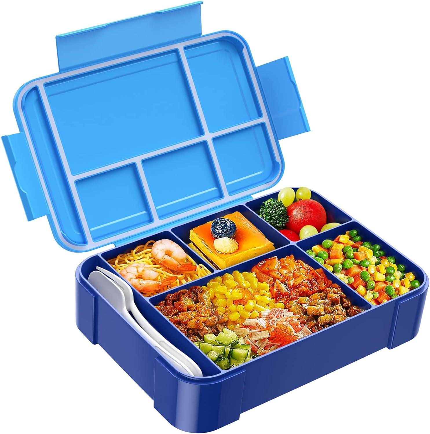 Bento Lunch Box for Kids - 1450ml Leakproof Kids Bento Box 6 Compartments