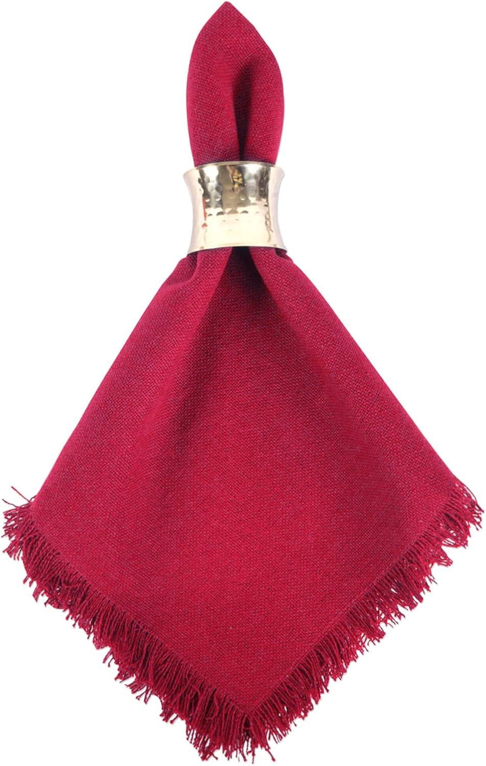 Solid Wine Heavyweight Fringed Napkin (Set of 6)