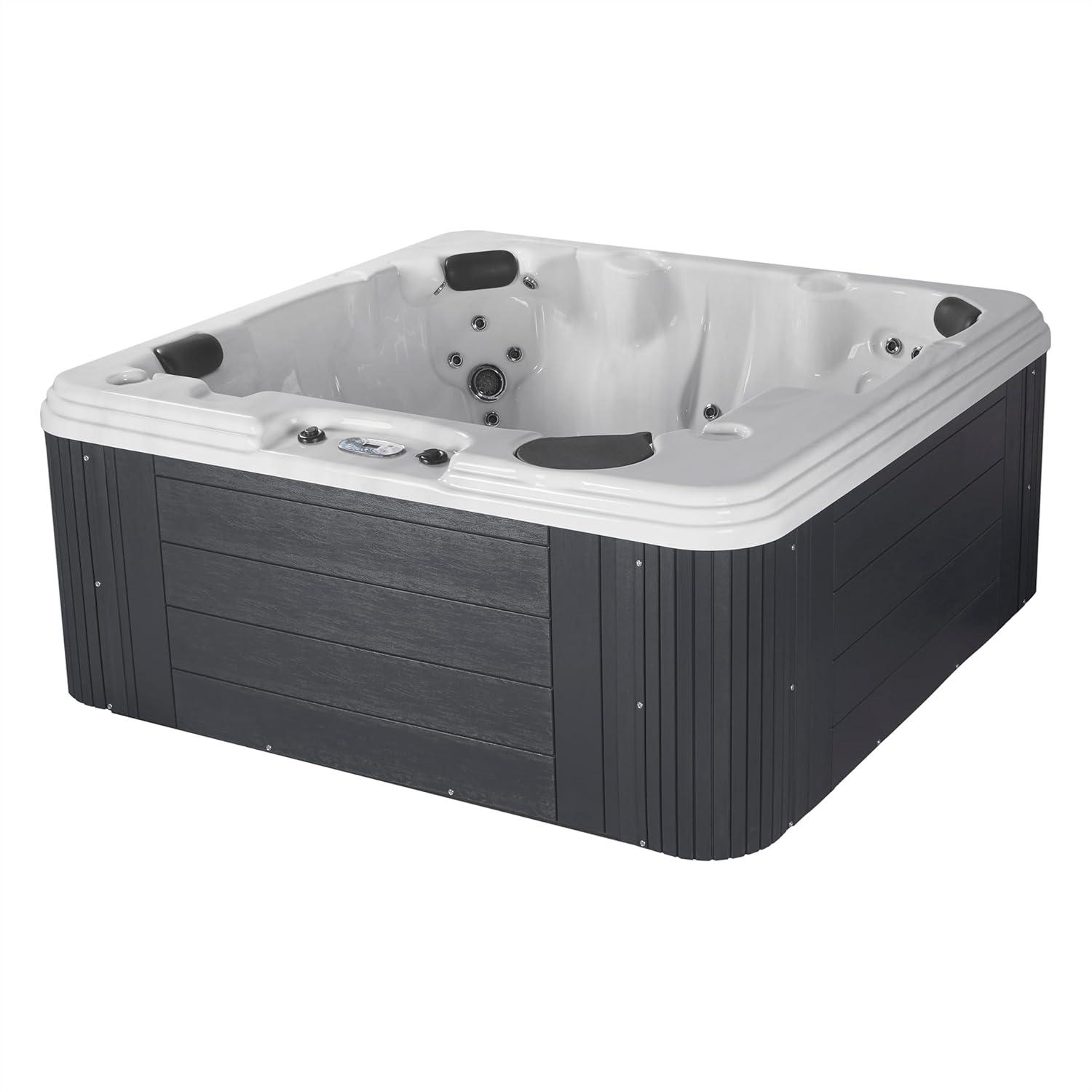 Aqualife® by Strong Spas® Annapolis™ 6-Person 50-Jet Lounger Hot Tub Spa with 2 Pumps, LED Lighting, Stainless Steel Heater and Ozonator, Insulated Cover Included