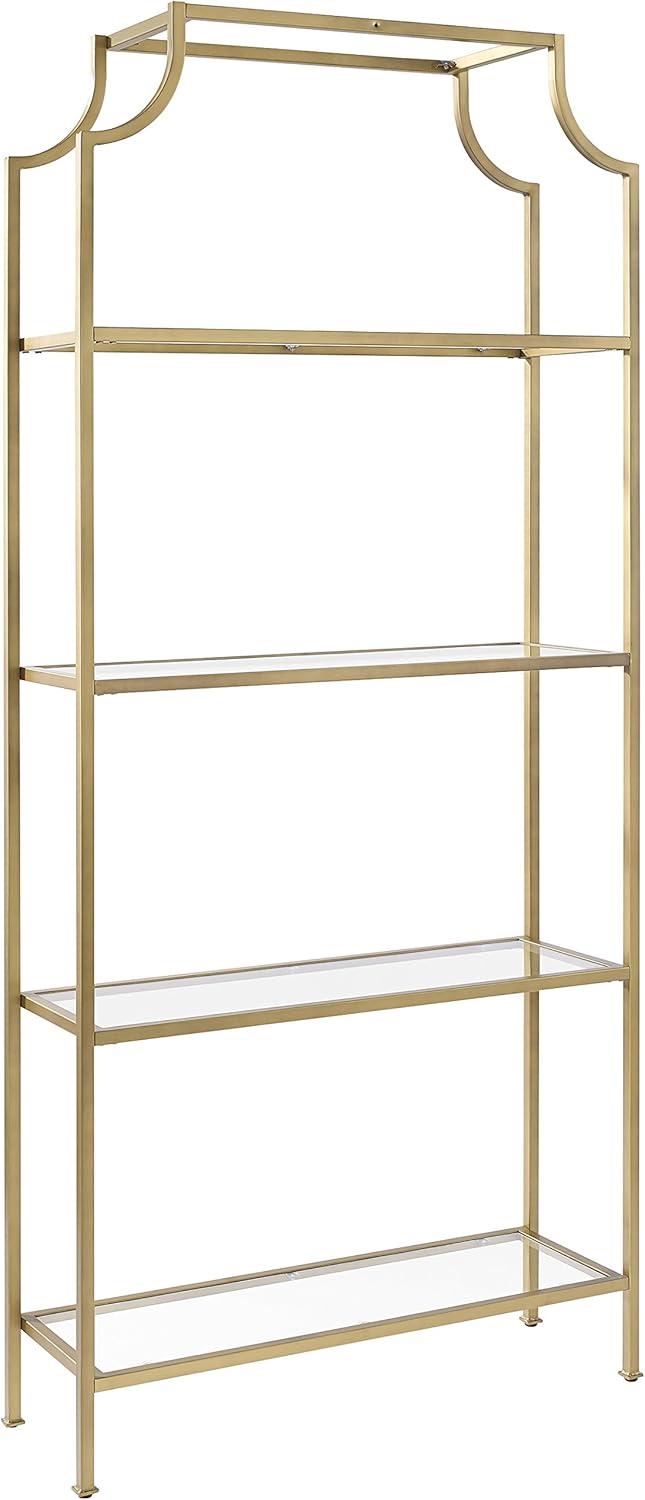 Crosley 80.5" Aimee Etagere Gold: Modern Style, 4-Tier, Tempered Glass Shelves, Steel Frame