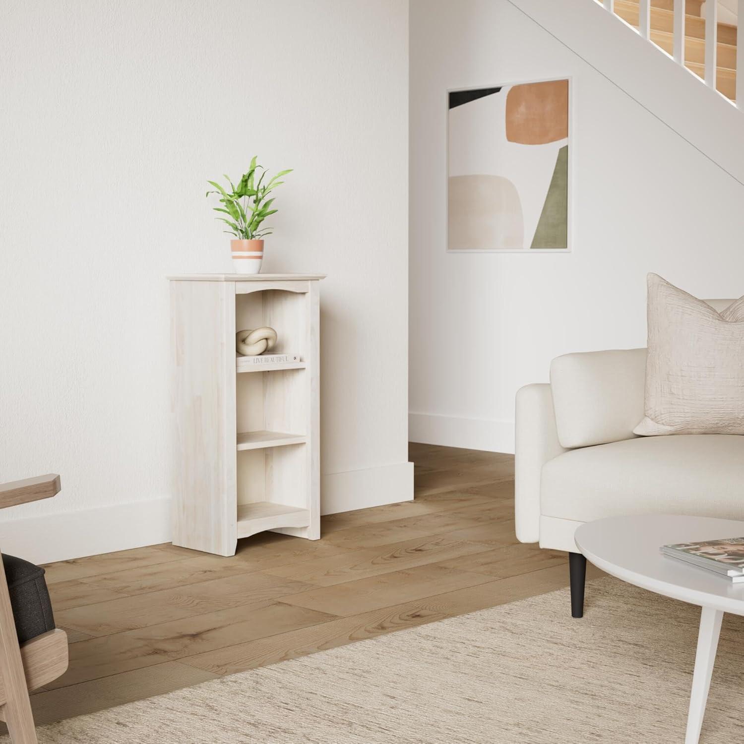 36" Shaker Bookcase Unfinished Brown - International Concepts: Solid Parawood, 2-Tier Storage