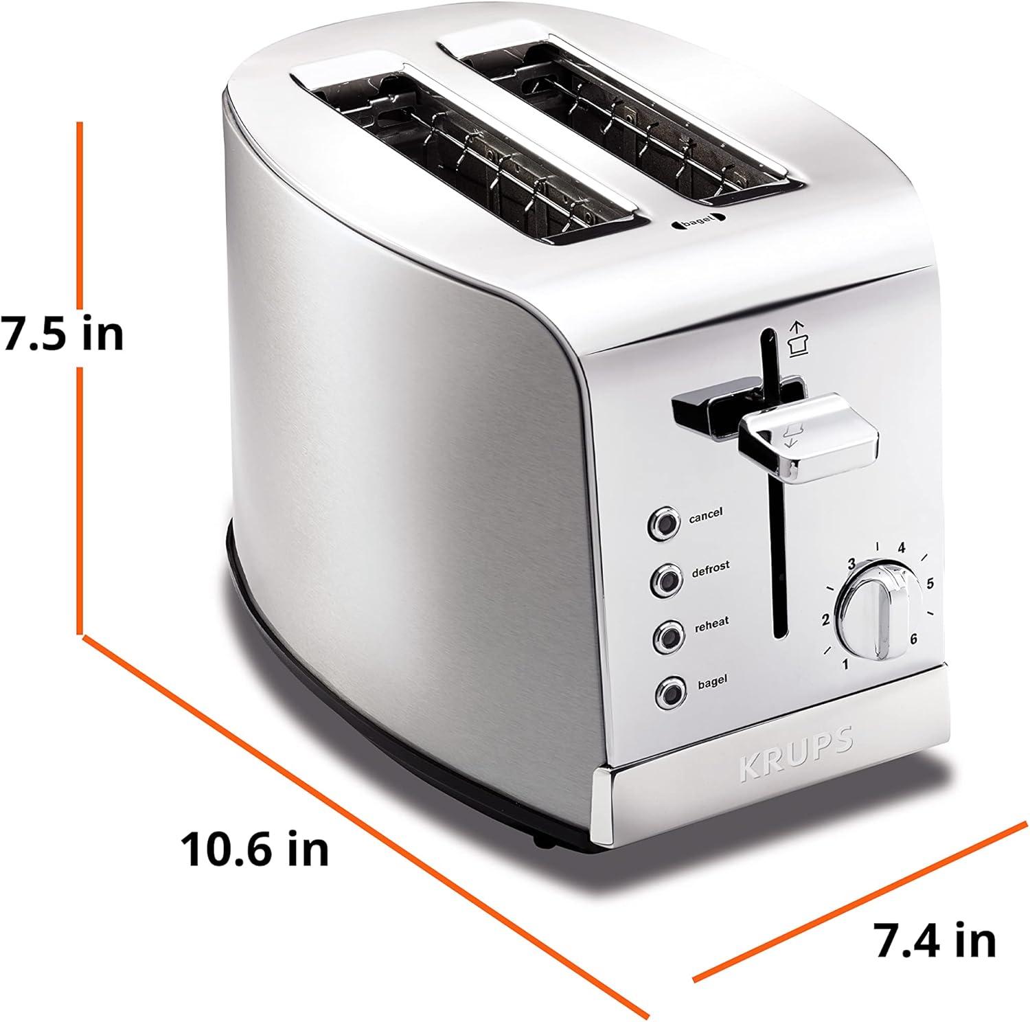 Stainless Steel 2-Slice Toaster with Wide Slots and Browning Control