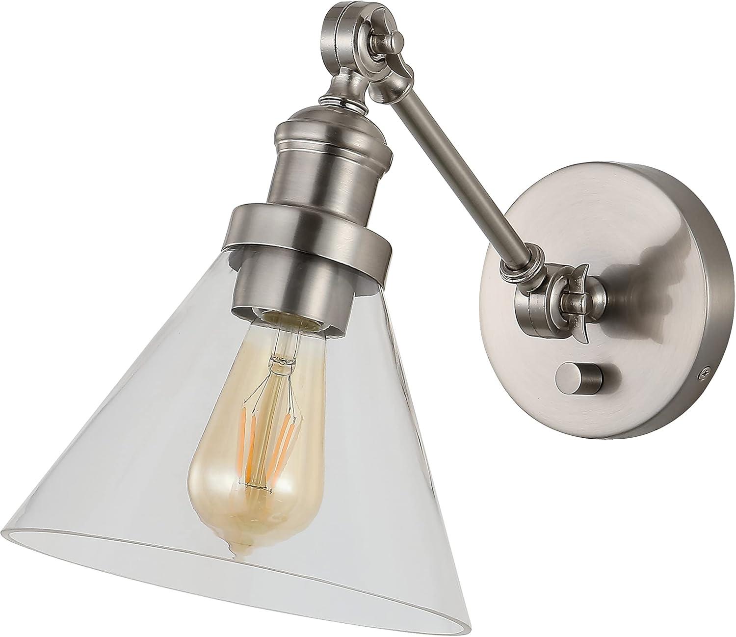 Cowie 8" Iron/Glass Adjustable LED Wall Sconce, Nickel