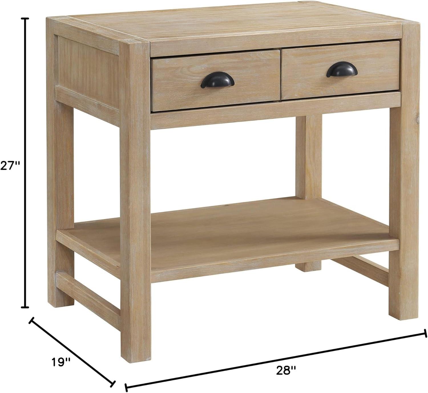 Arden 2-Drawer Wood Nightstand, Perfect for Modern Rustic, Boho or Traditional Bedroom, Functional and Stable Storage, 28W x 19D x 26 3/8H