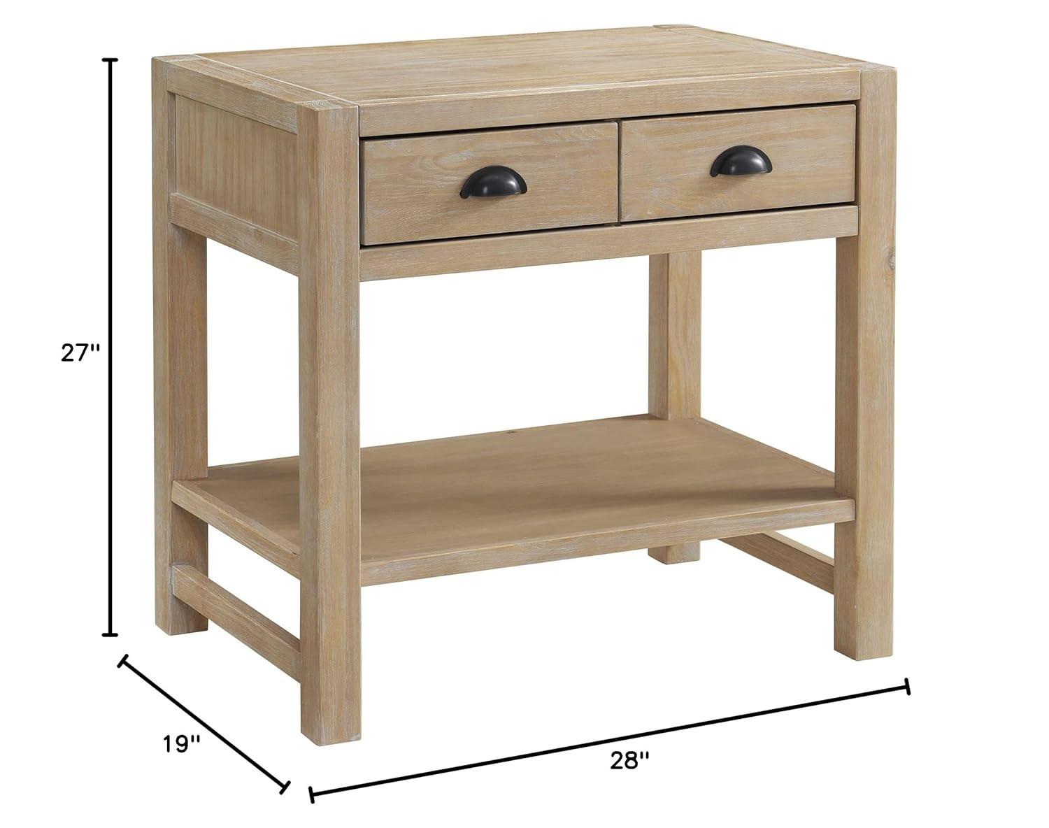 Arden 2-Drawer Wood Nightstand, Perfect for Modern Rustic, Boho or Traditional Bedroom, Functional and Stable Storage, 28W x 19D x 26 3/8H