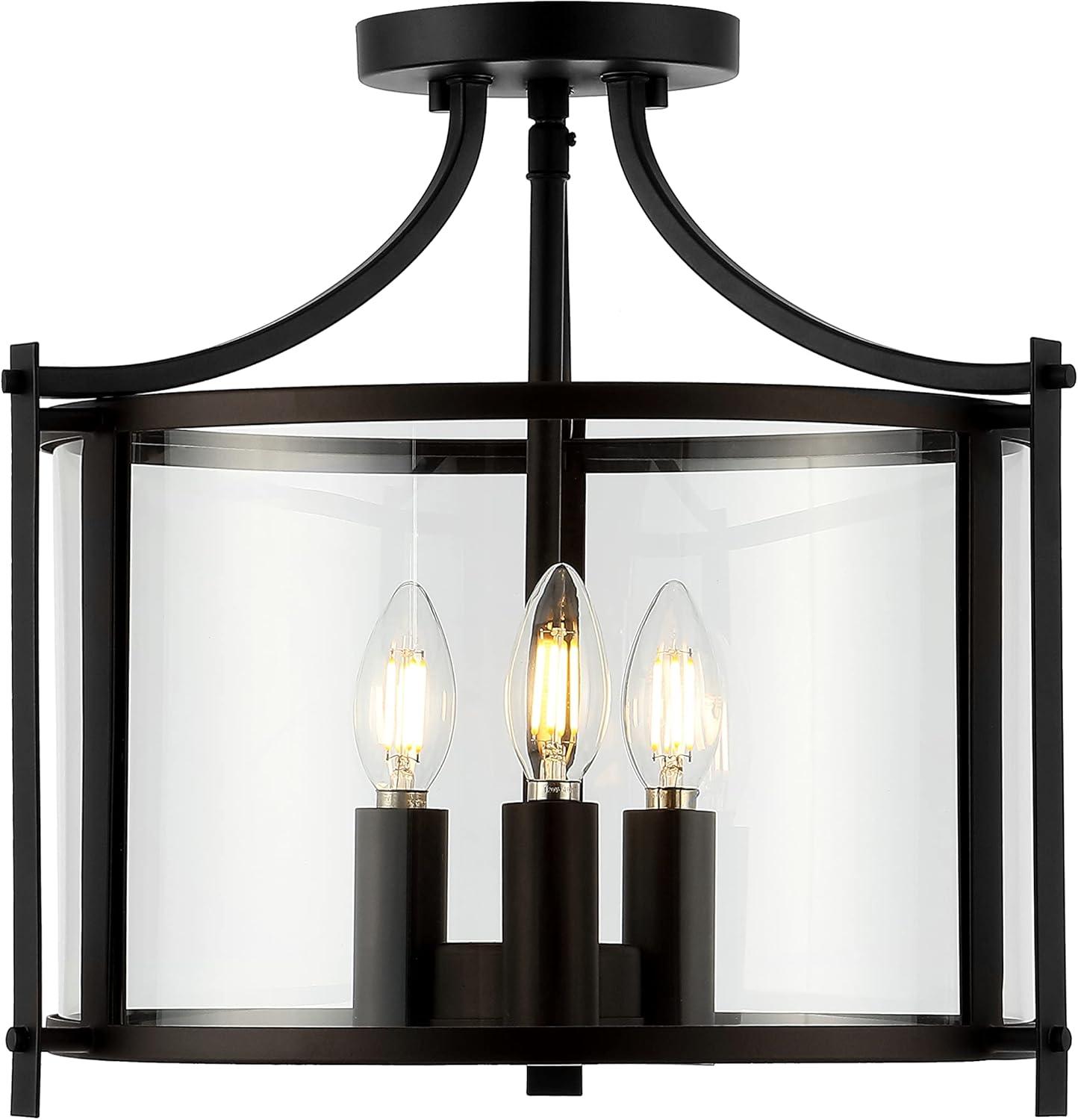 SAFAVIEH Grenten 3 Light 15" Pendant | Bronze / Clear |