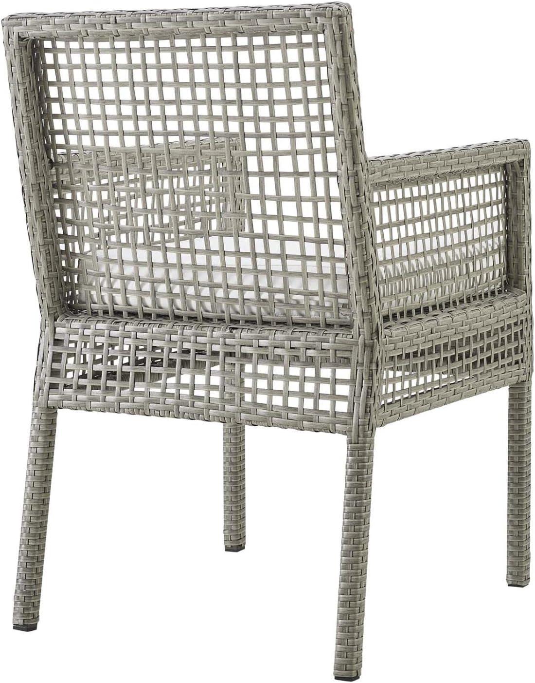 Modway Aura 7 Piece Outdoor Patio Wicker Rattan Set in Gray White