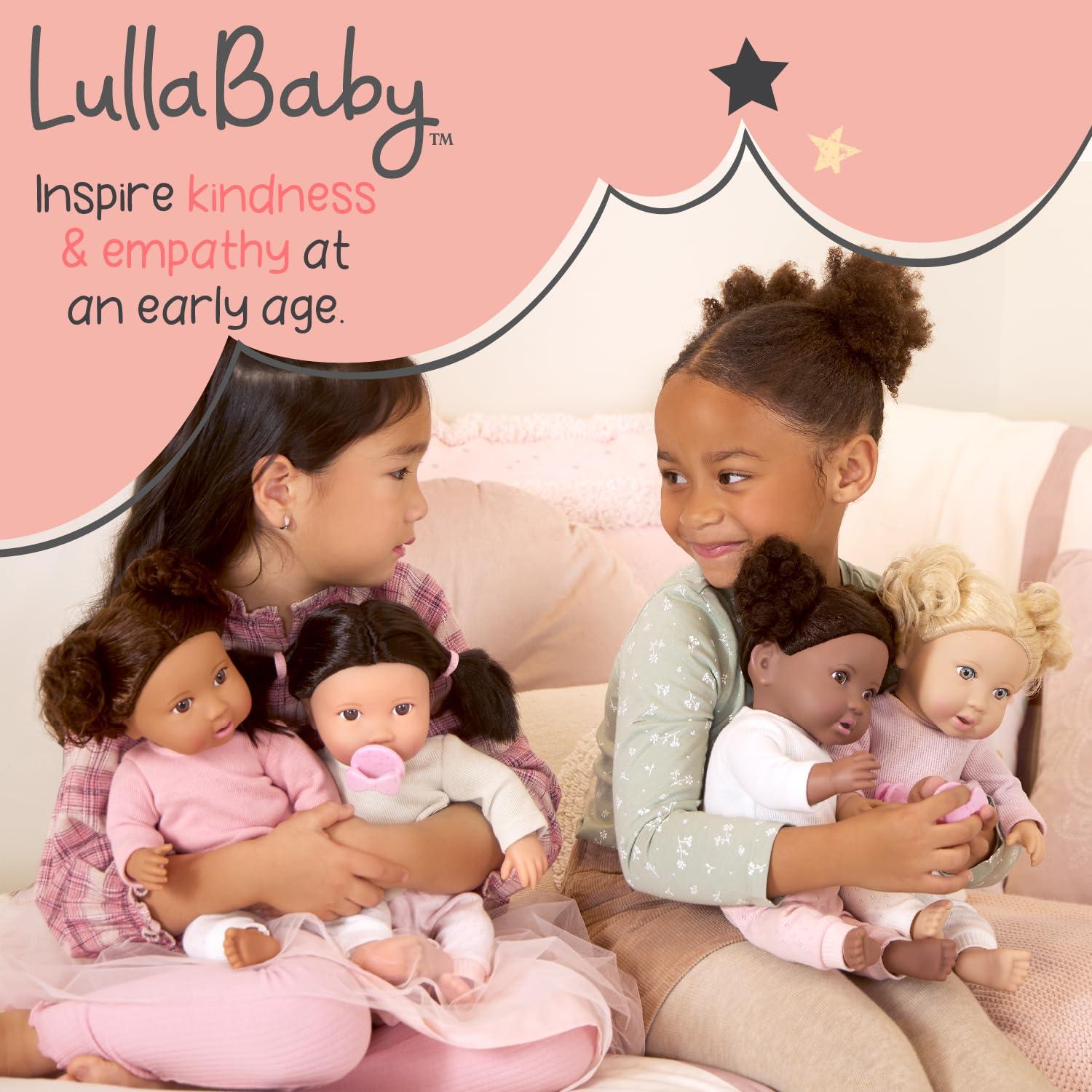 LullaBaby 14" Baby Doll & Double Stroller Accessory Set - Pink & Golden Stars: Toy Stroller with Canopy & Basket