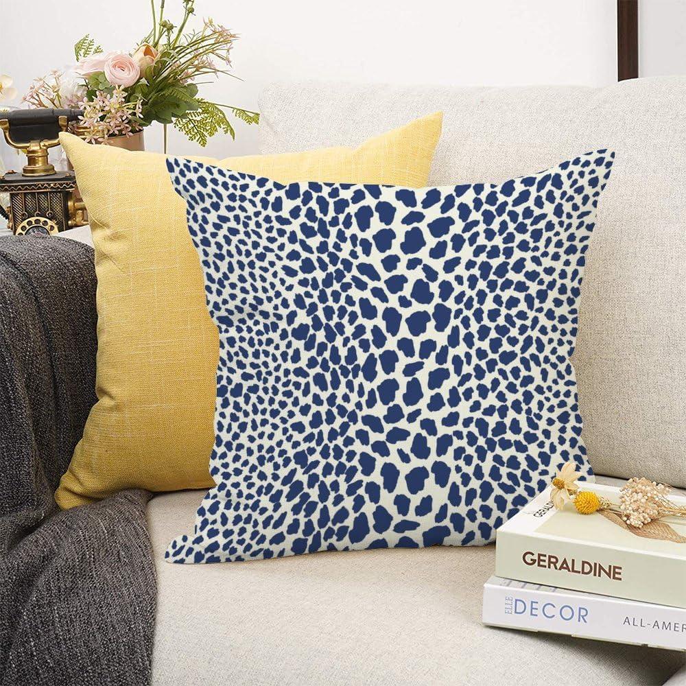 Navy Blue and White Cheetah Print Euro Pillowcase