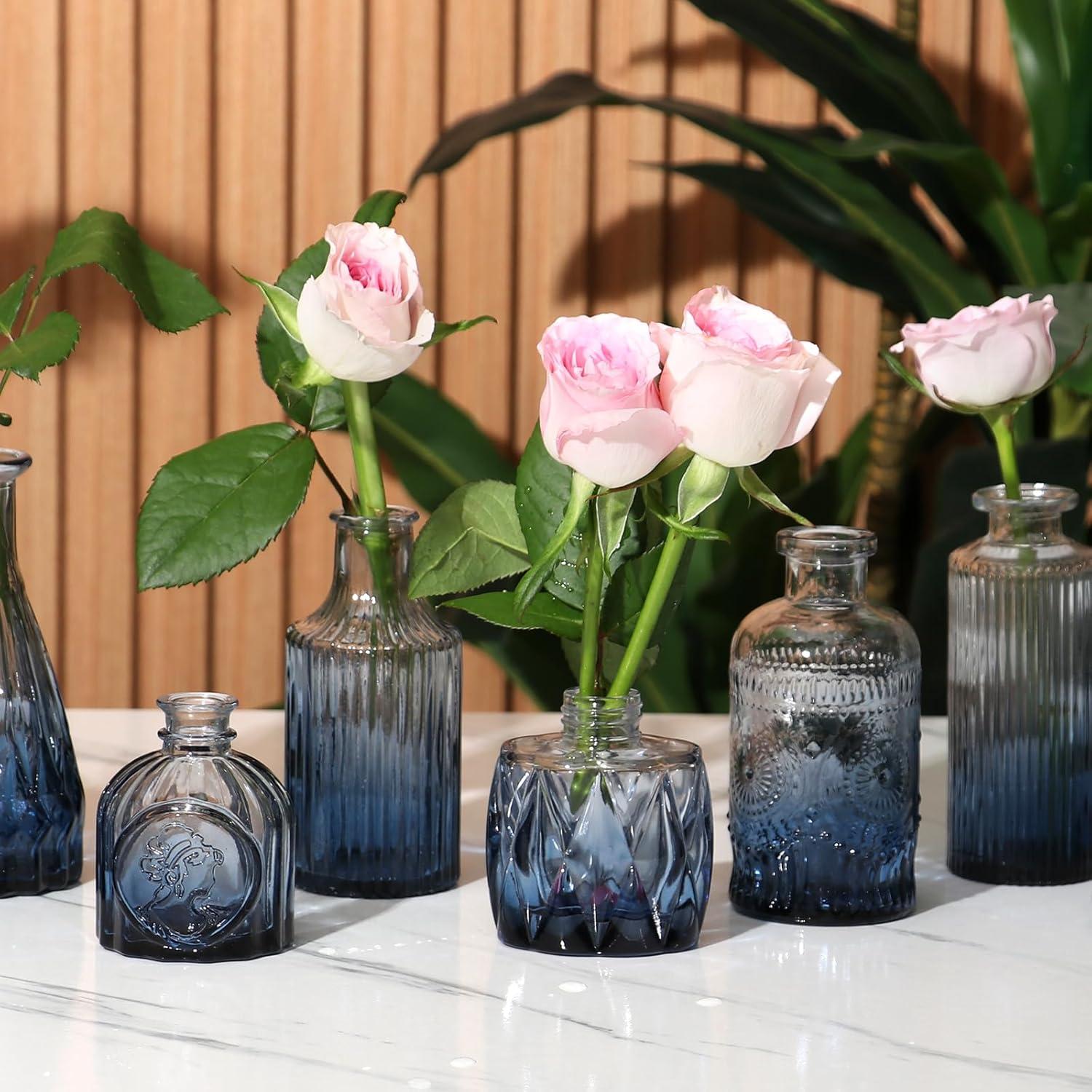 Bud Vases Set of 12, Small Glass Vases for Centerpieces, Small Flower Vases for Centerpieces, Vintage Mini Vase, Clear Bud Vase for Wedding Table Decor