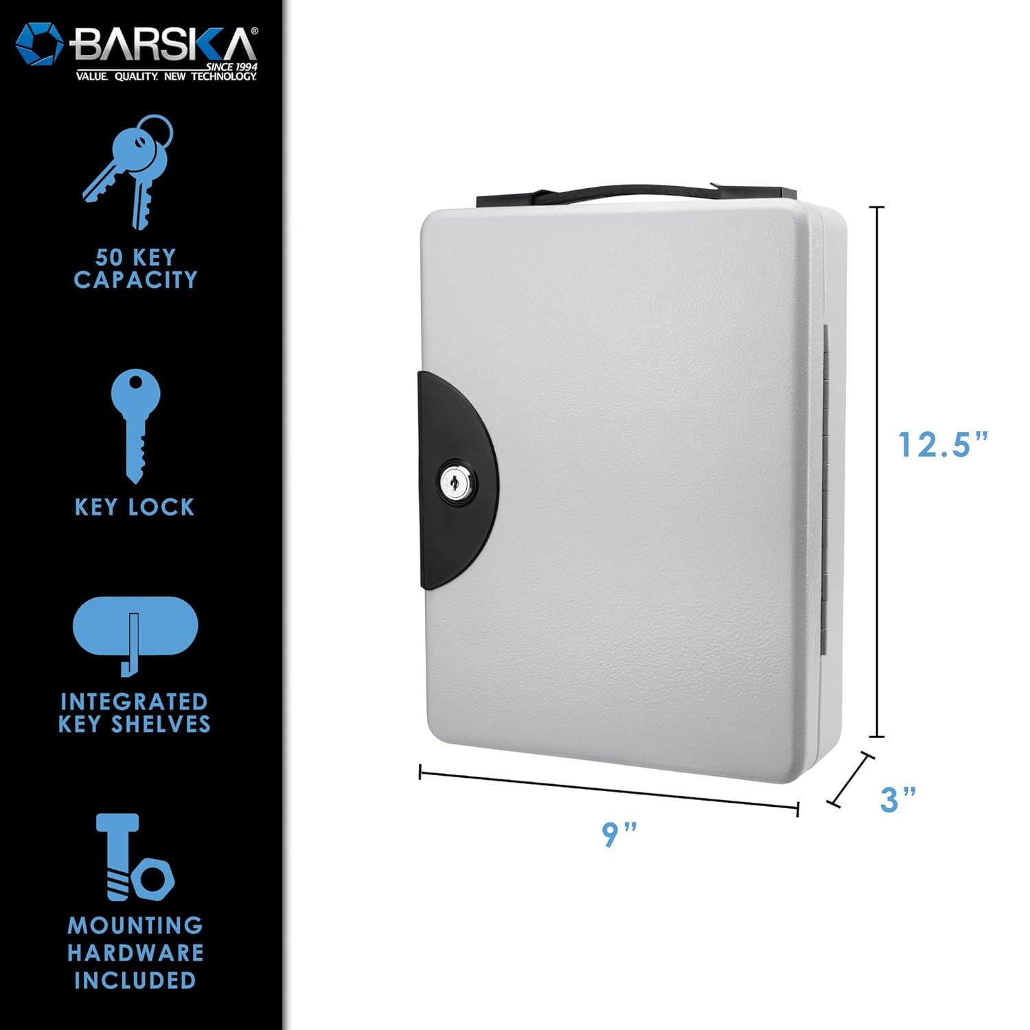 Barska 50 KEY LOCK BOX GREY W/CARRYING HANDLE