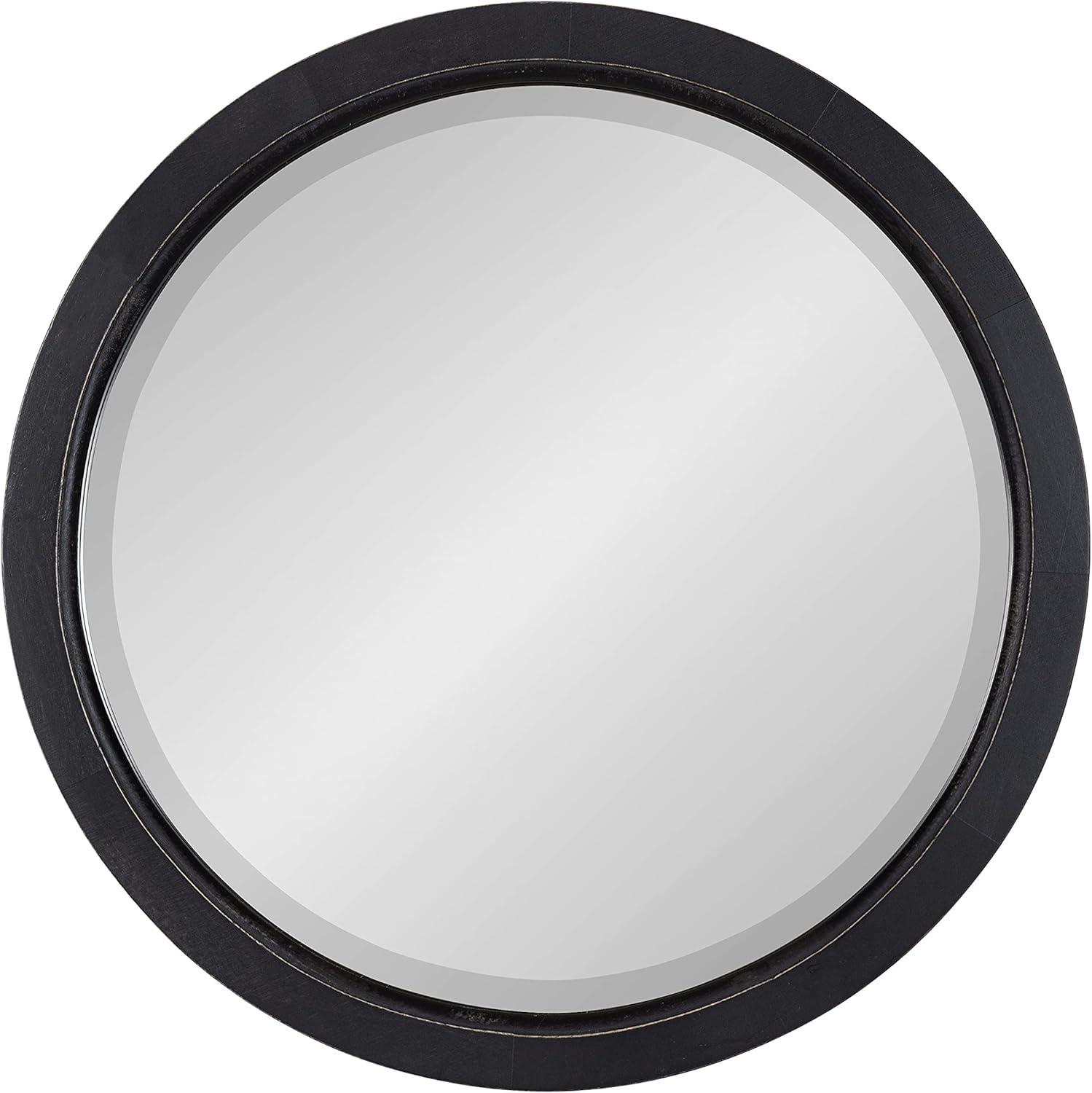 18" x 18" Hogan Round Framed Decorative Wall Mirror Black - Kate & Laurel All Things Decor: Modern Farmhouse Style, Solid Wood