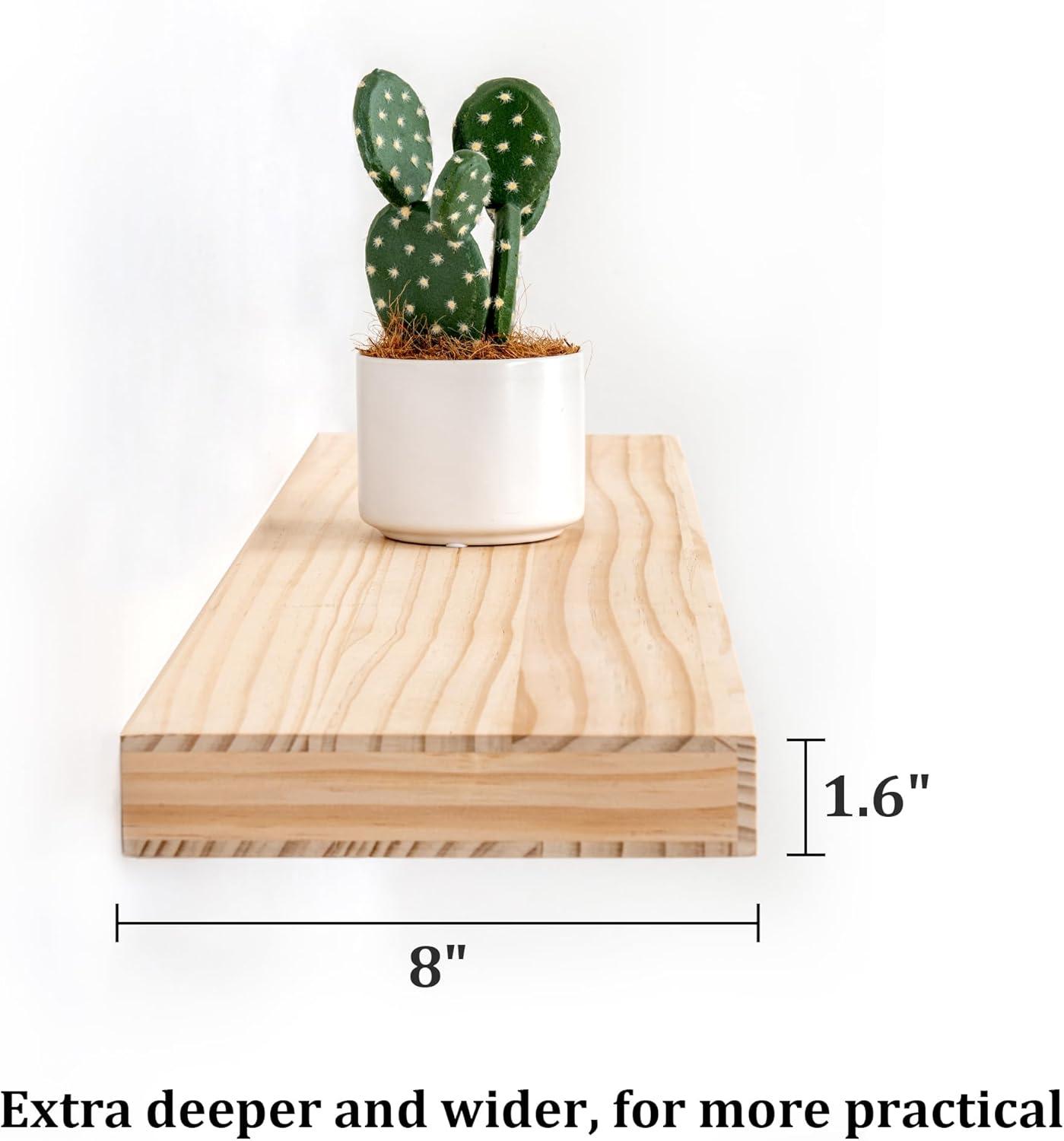 24 Inch Floating Shelves Set of 2, Rustic Solid Wood Wall Mounted Shelves for Decor & Storage, Dark Walnut Shelves for Bedroom Kitchen Living Room - Dark Walnut