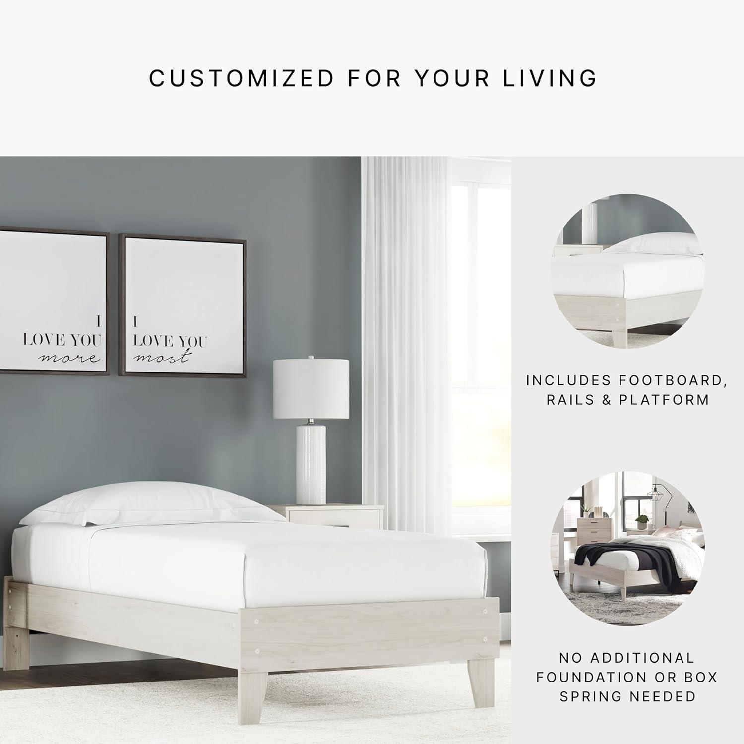 Twin Socalle Platform Bed Natural - Signature Design by Ashley: Contemporary Space-Saving, No Box Spring Required