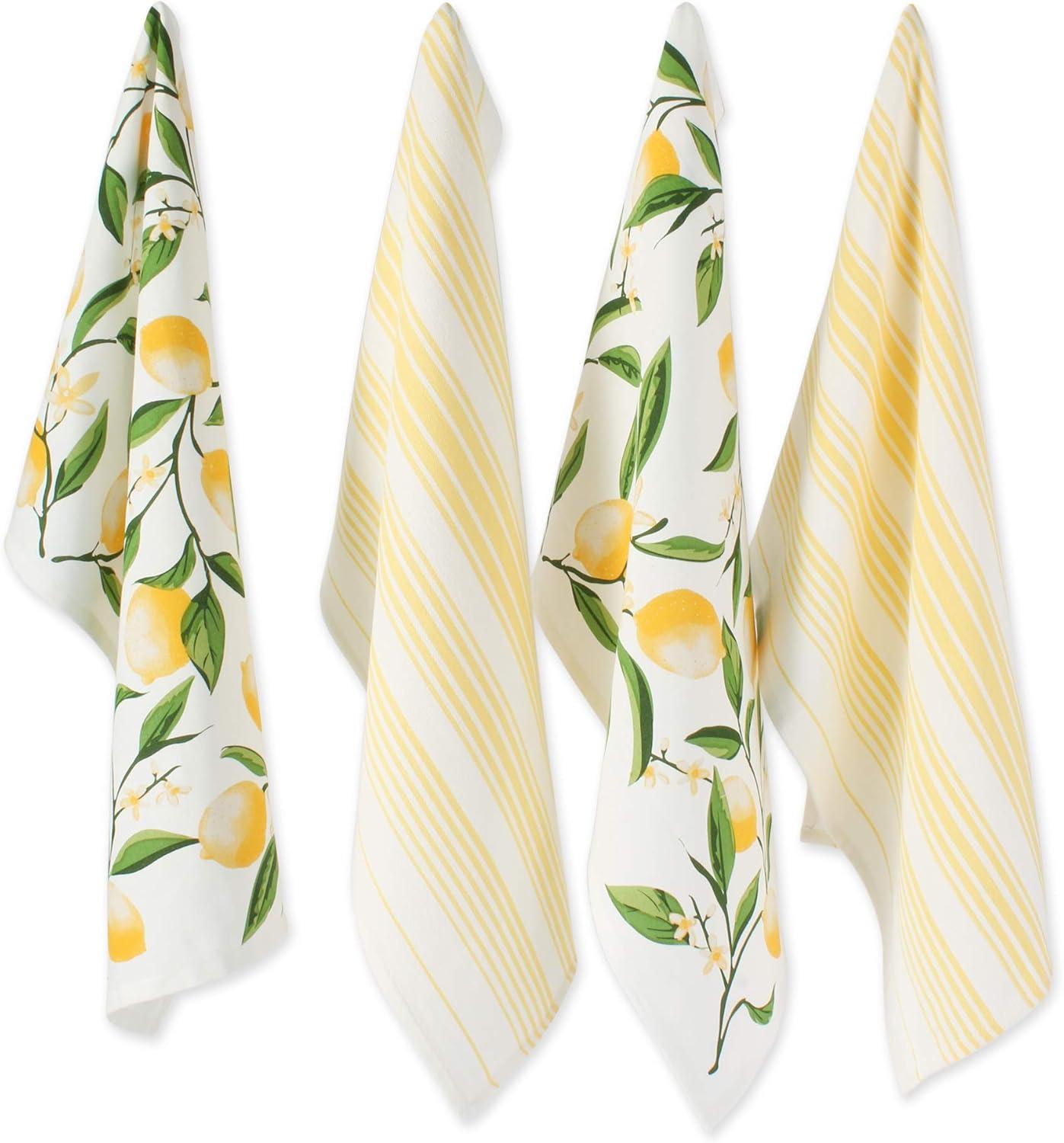 Lemon Bliss Cotton Kitchen Dishtowel Set, 18x28", 4 Pieces