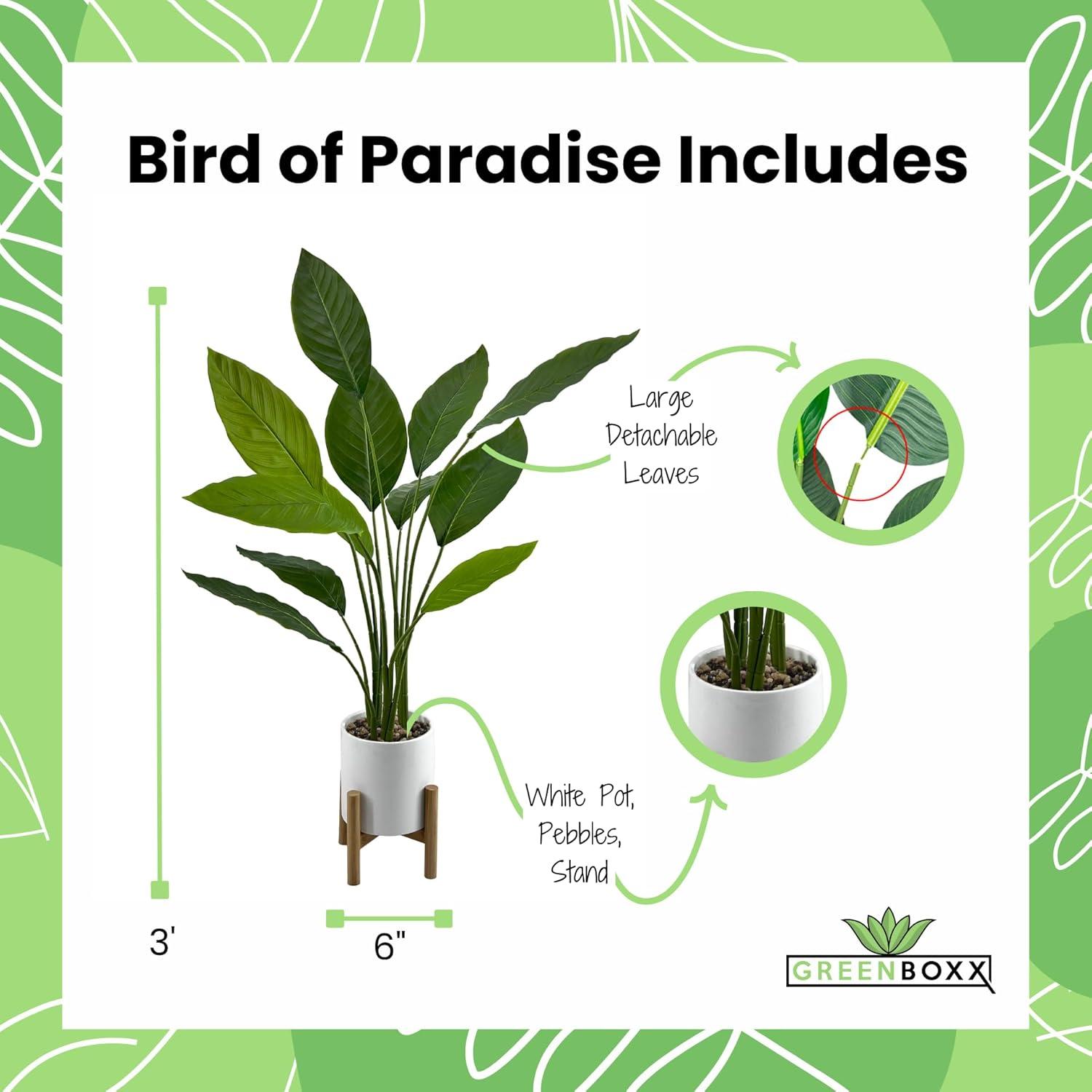 Primrue Bird Of Paradise Artificial Plant Fake Tree Fake Banana Leaf Plant Tropical Palm Trees Potted Plants, Home Indoor Modern Decor Natural Decoration, Large Realistic Leaves,(Green)