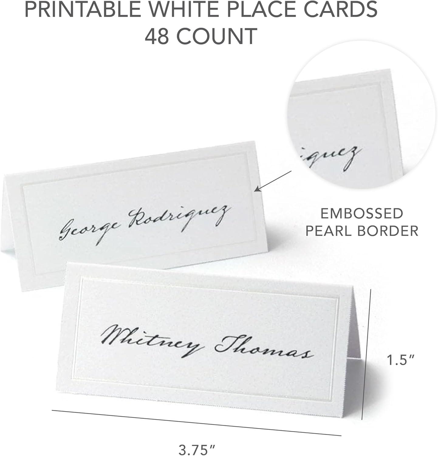 Gartner Studios White Pearl Border Printable Place Cards, 48 count