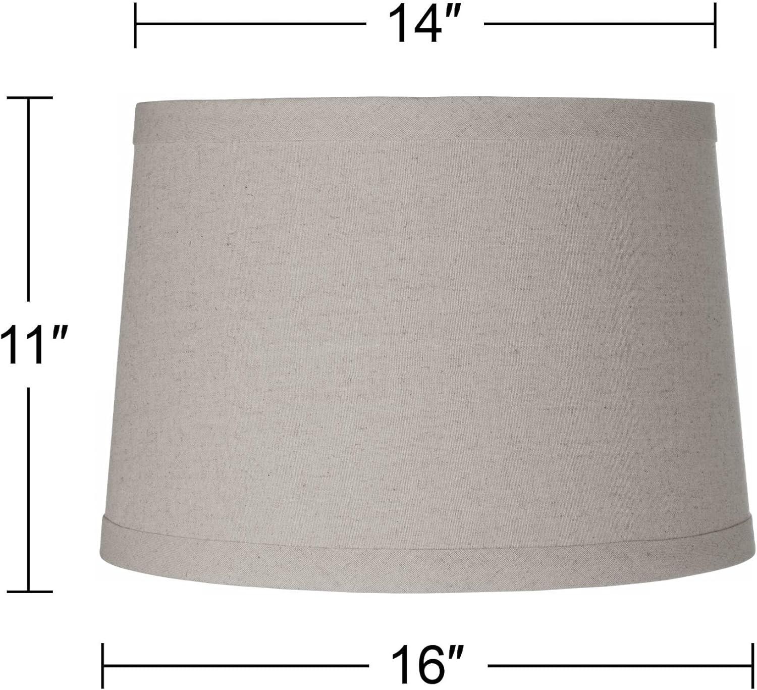 Springcrest Burlap Medium Drum Lamp Shade 14" Top x 16" Bottom x 11" High (Spider) Replacement with Harp and Finial