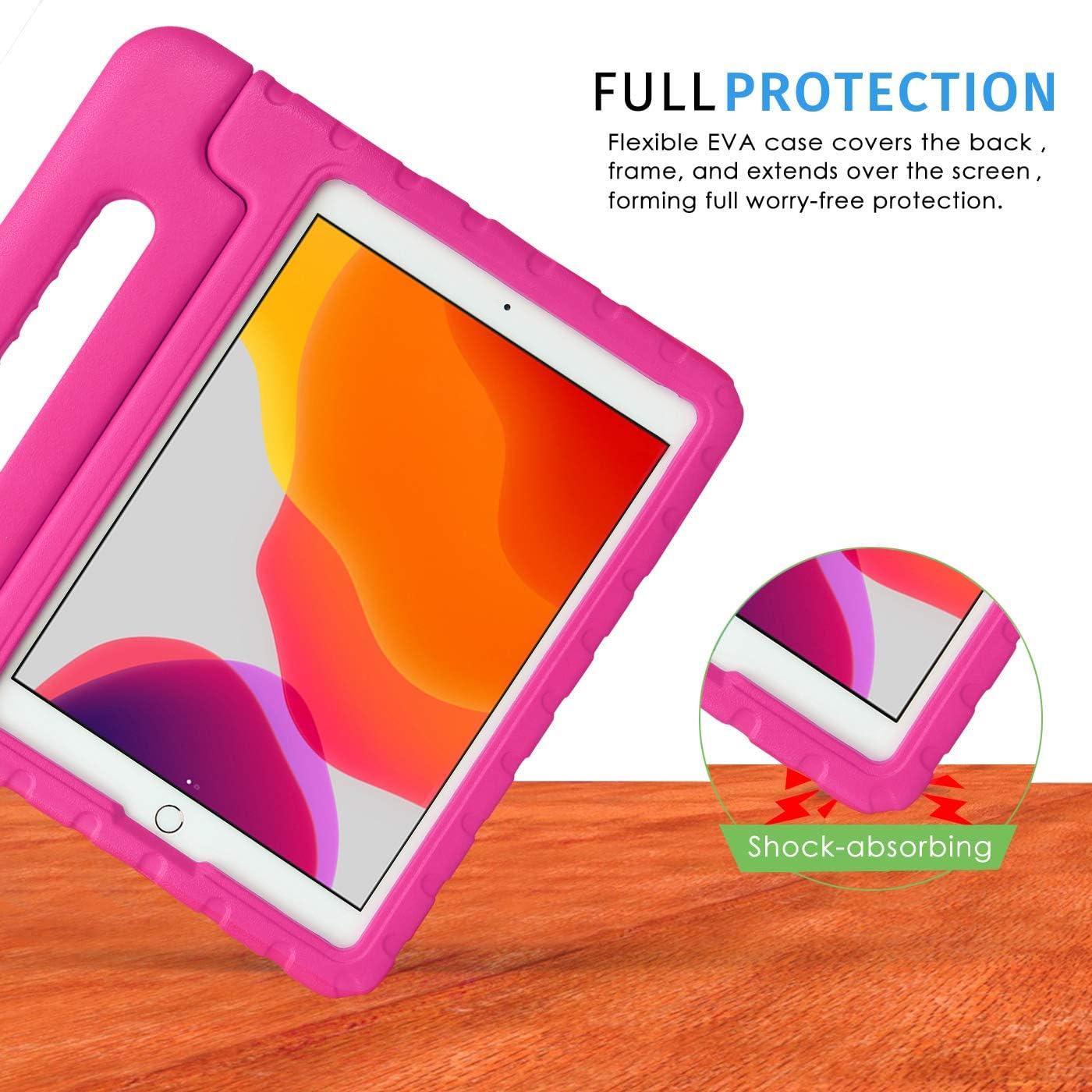 HDE 10.2 Inch iPad Case for Kids 9th 8th 7th Generation Shockproof Tablet Cover with Handle Stand Pink