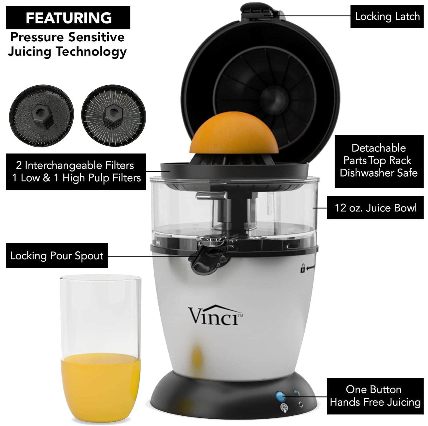 Vinci Hands-Free Electric Citrus Juicer with Stainless Steel Finish