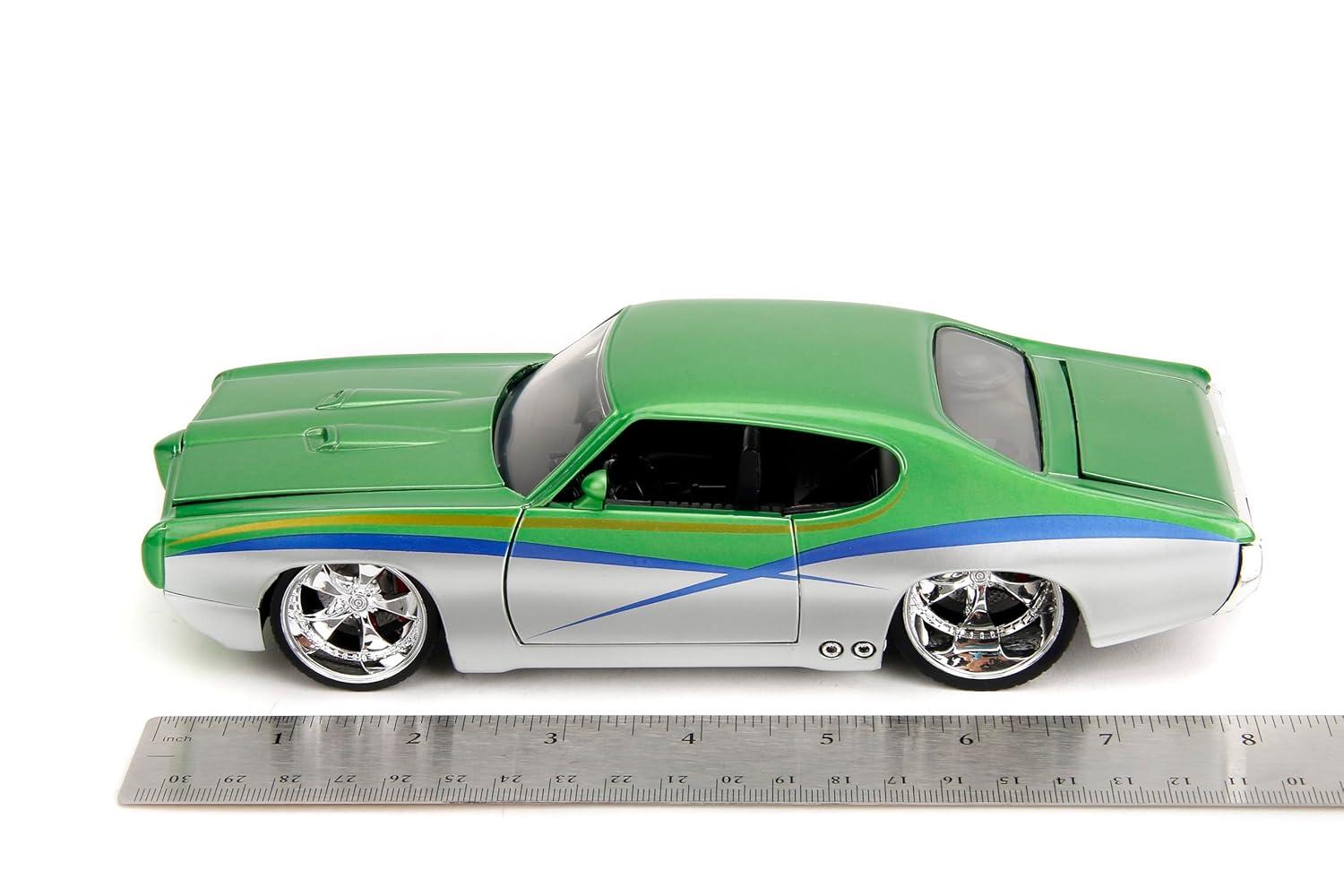1969 Pontiac GTO Judge Green Metallic and Silver with Stripes "Bigtime Muscle" Series 1/24 Diecast Model Car by Jada(Selections May Vary)